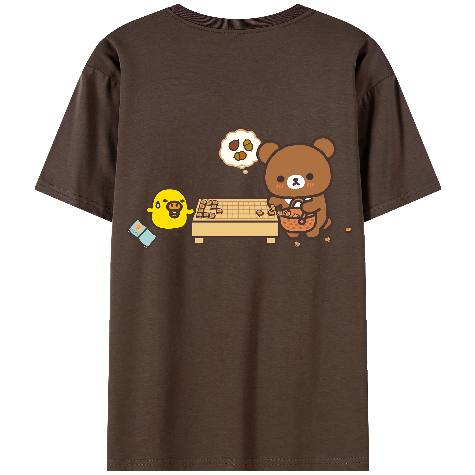 （画像用） リラックマ リラックマ キイロイトリ Rilakkuma Korilakkuma Kiiroitori 綿100％半袖Tシャツ（背面プリント）