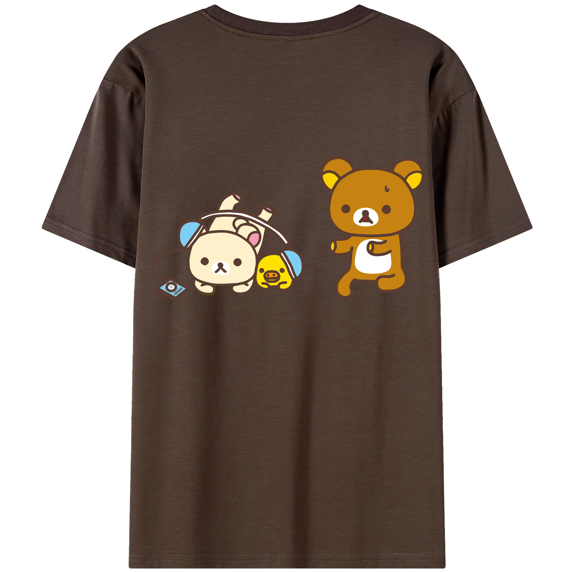 （画像用） リラックマ リラックマ キイロイトリ Rilakkuma Korilakkuma Kiiroitori 綿100％半袖Tシャツ（背面プリント）