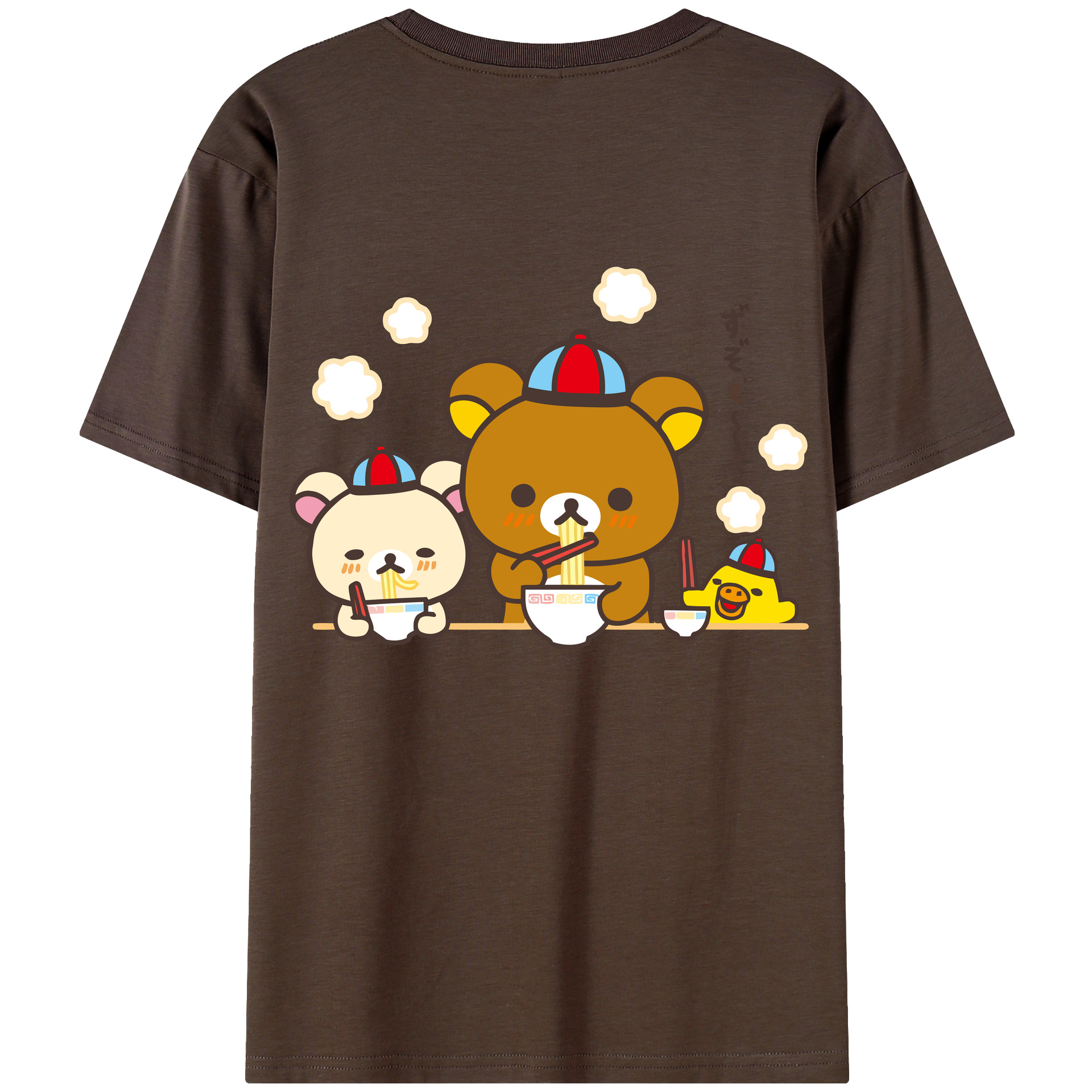 （画像用） リラックマ リラックマ キイロイトリ Rilakkuma Korilakkuma Kiiroitori 綿100％半袖Tシャツ（背面プリント）