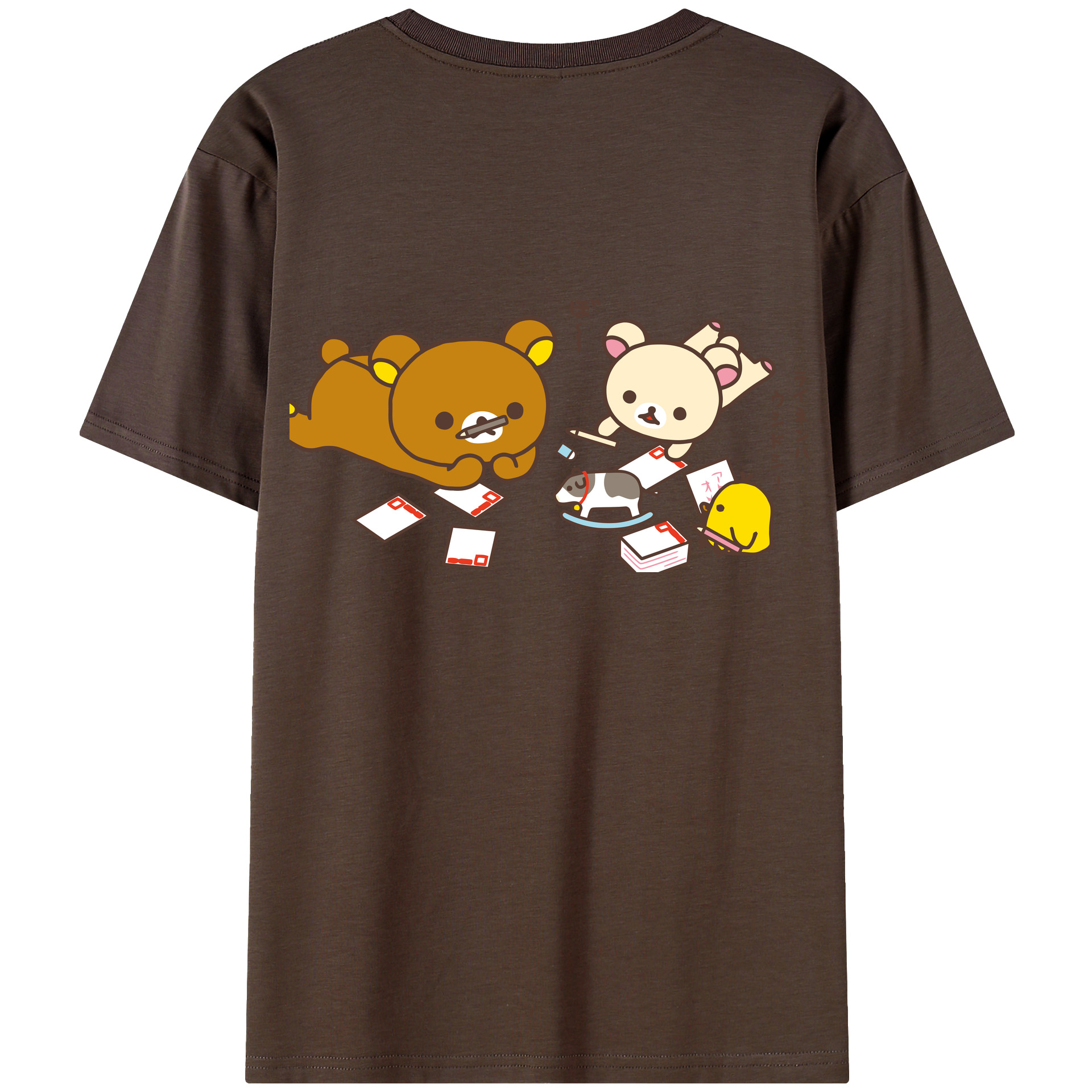 （画像用） リラックマ リラックマ キイロイトリ Rilakkuma Korilakkuma Kiiroitori 綿100％半袖Tシャツ（背面プリント）