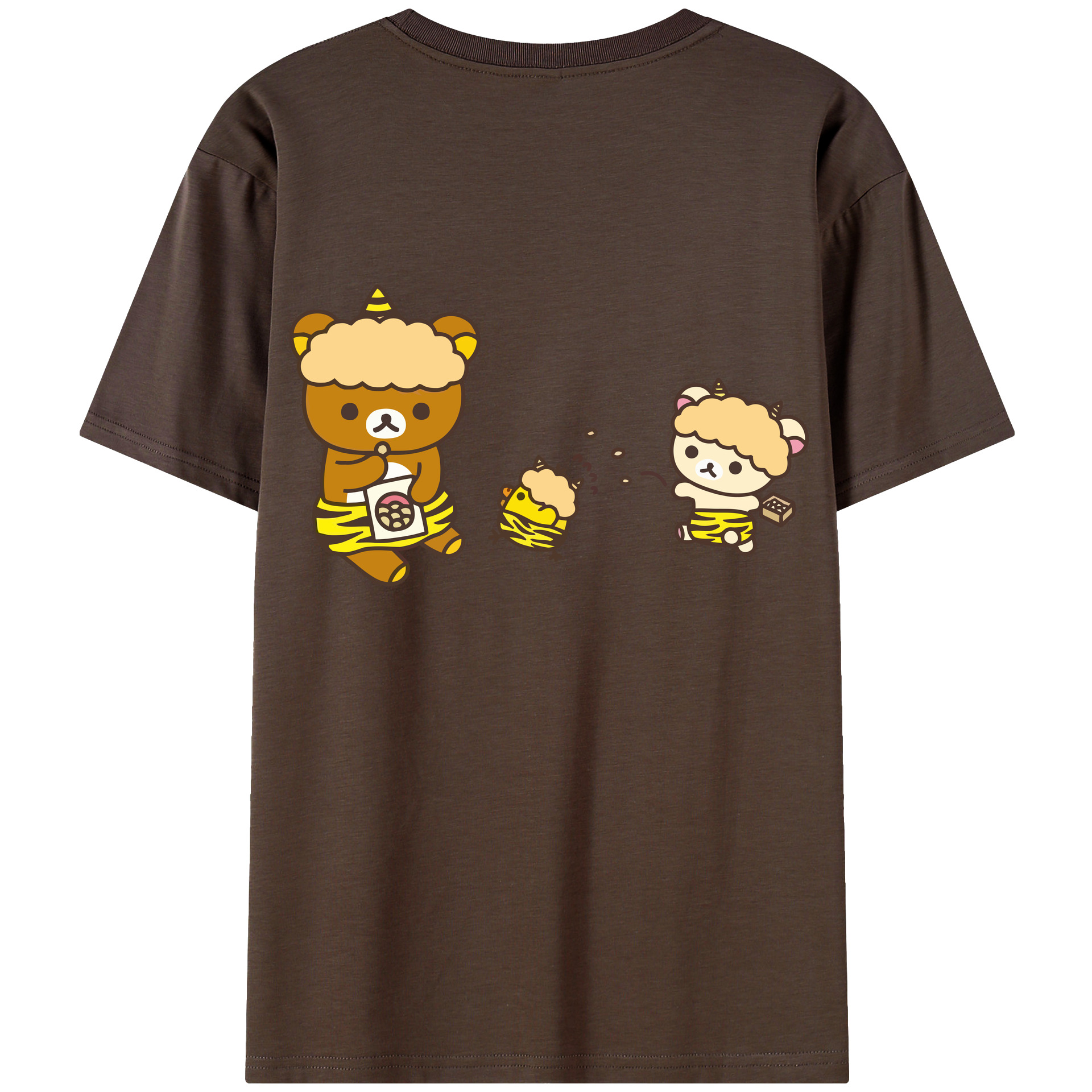 （画像用） リラックマ リラックマ キイロイトリ Rilakkuma Korilakkuma Kiiroitori 綿100％半袖Tシャツ（背面プリント）