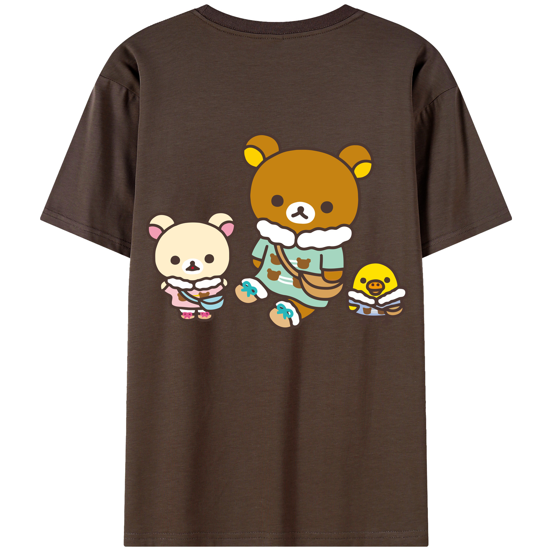 （画像用） リラックマ リラックマ キイロイトリ Rilakkuma Korilakkuma Kiiroitori 綿100％半袖Tシャツ（背面プリント）