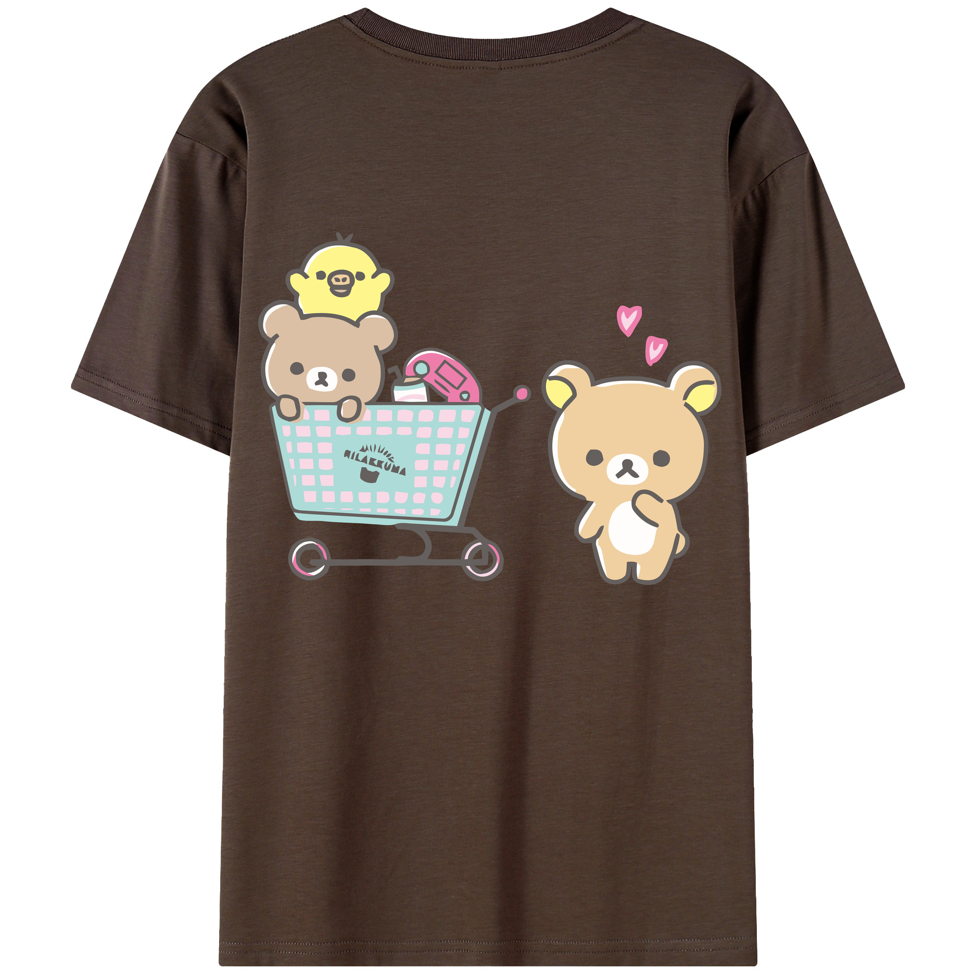 （画像用） リラックマ リラックマ キイロイトリ Rilakkuma Korilakkuma Kiiroitori 綿100％半袖Tシャツ（背面プリント）