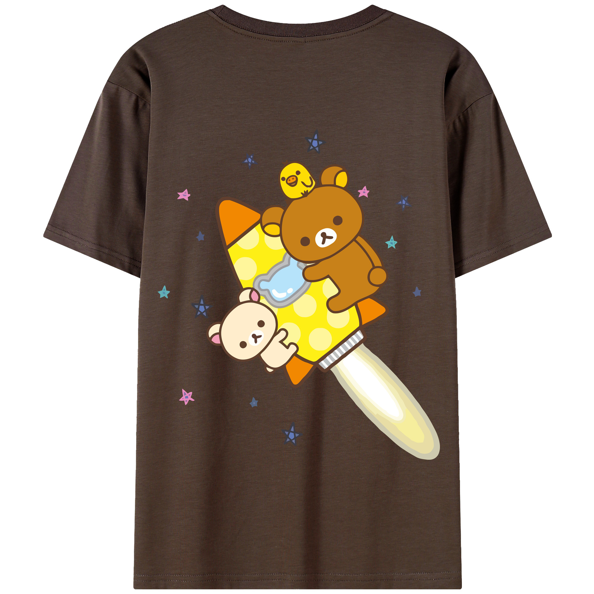 （画像用） リラックマ リラックマ キイロイトリ Rilakkuma Korilakkuma Kiiroitori 綿100％半袖Tシャツ（背面プリント）
