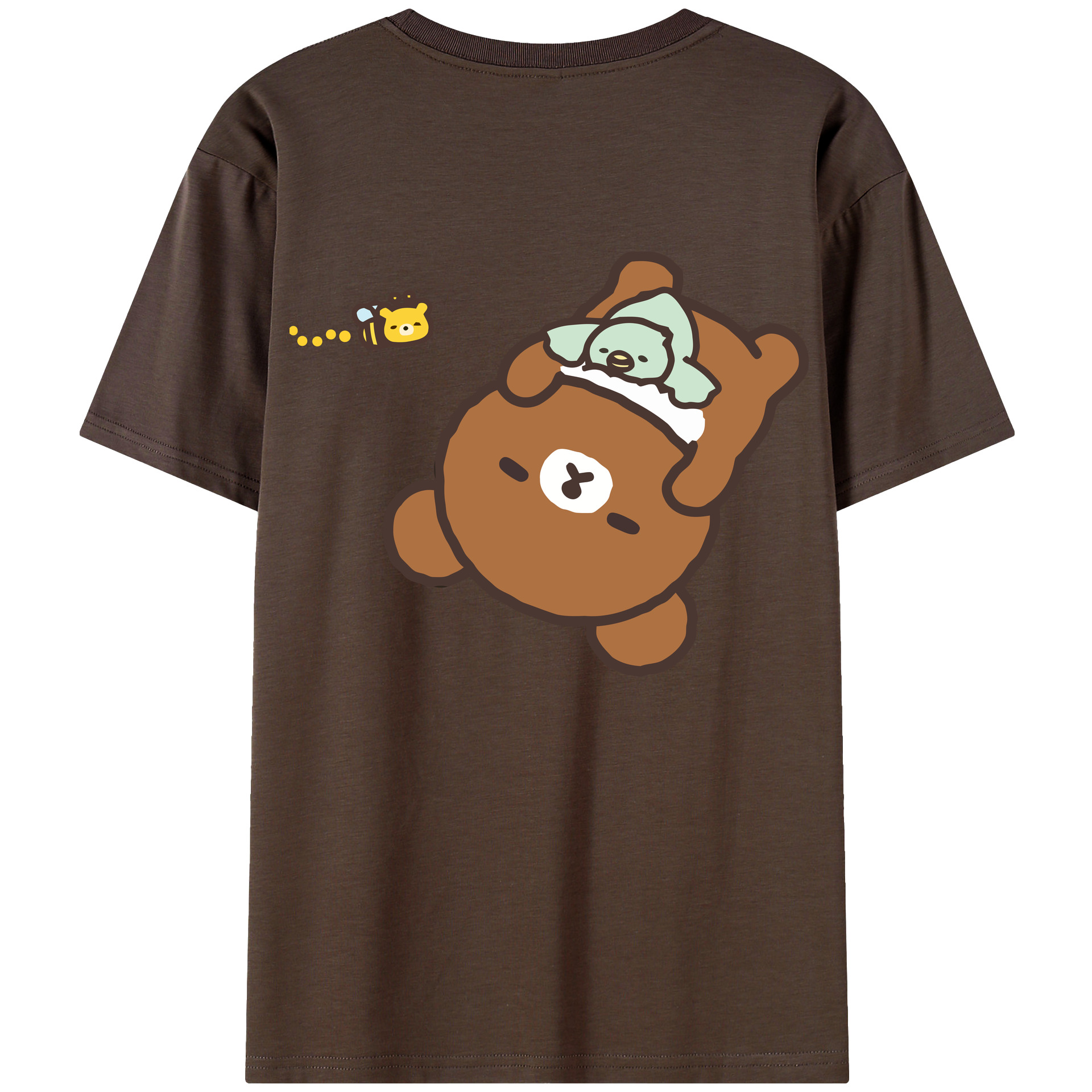 （画像用） リラックマ リラックマ キイロイトリ Rilakkuma Korilakkuma Kiiroitori 綿100％半袖Tシャツ（背面プリント）