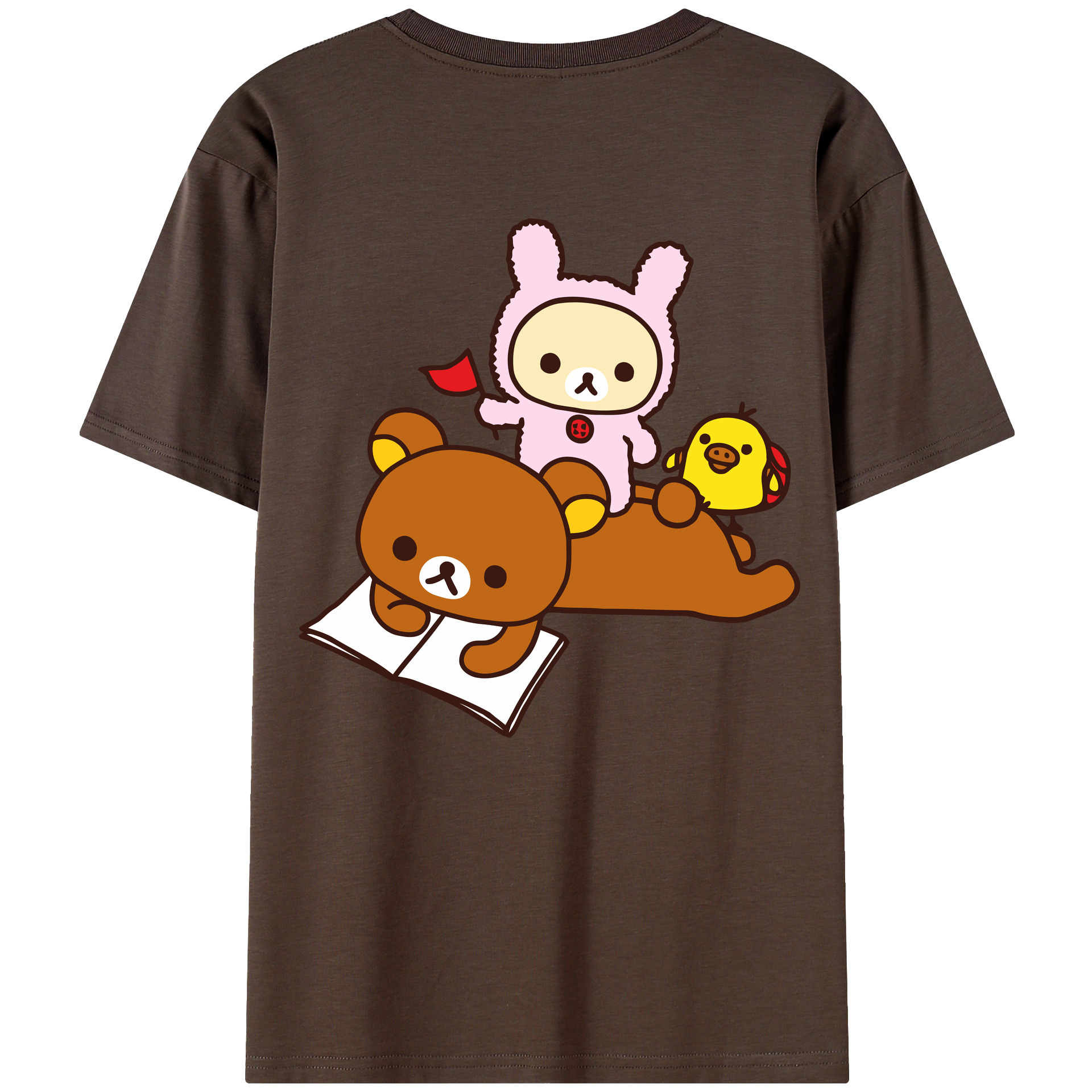 （画像用） リラックマ リラックマ キイロイトリ Rilakkuma Korilakkuma Kiiroitori 綿100％半袖Tシャツ（背面プリント）