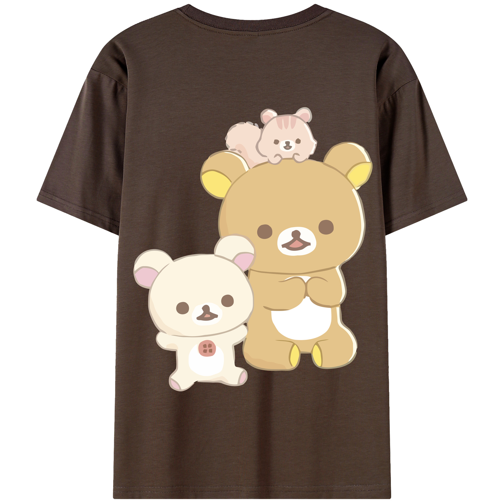 （画像用） リラックマ リラックマ キイロイトリ Rilakkuma Korilakkuma Kiiroitori 綿100％半袖Tシャツ（背面プリント）