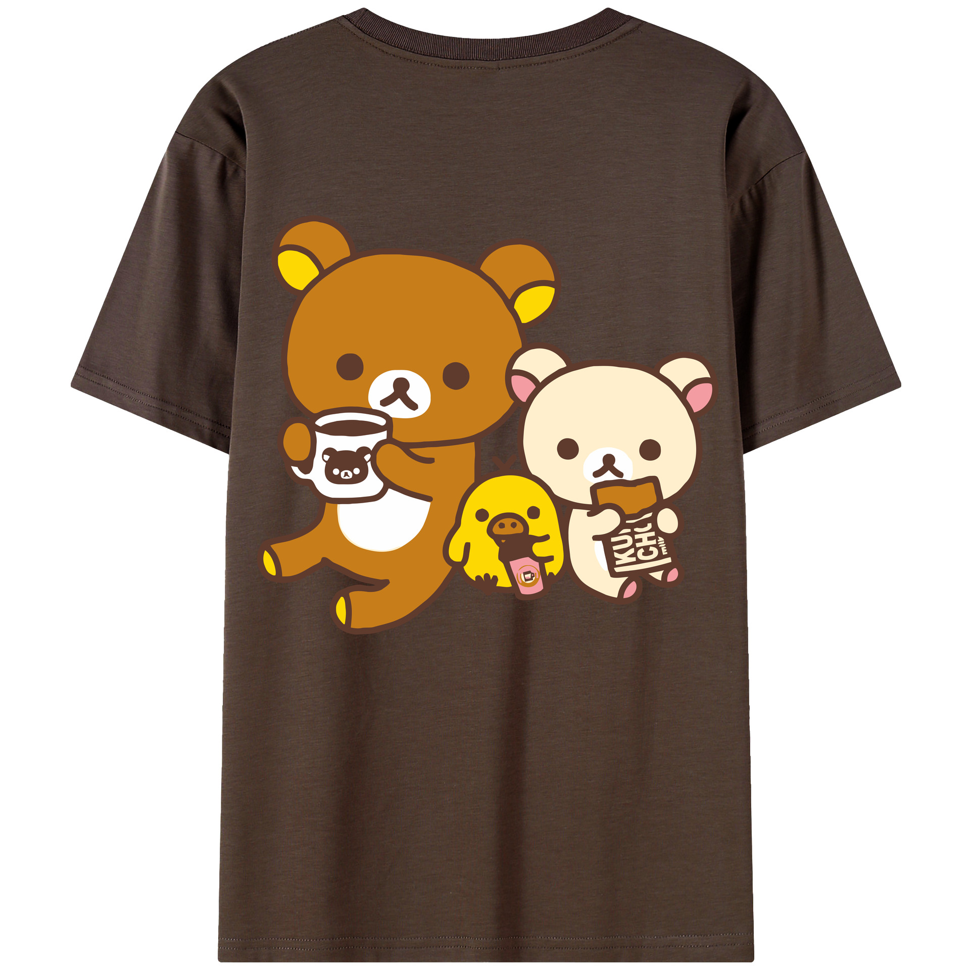 （画像用） リラックマ リラックマ キイロイトリ Rilakkuma Korilakkuma Kiiroitori 綿100％半袖Tシャツ（背面プリント）