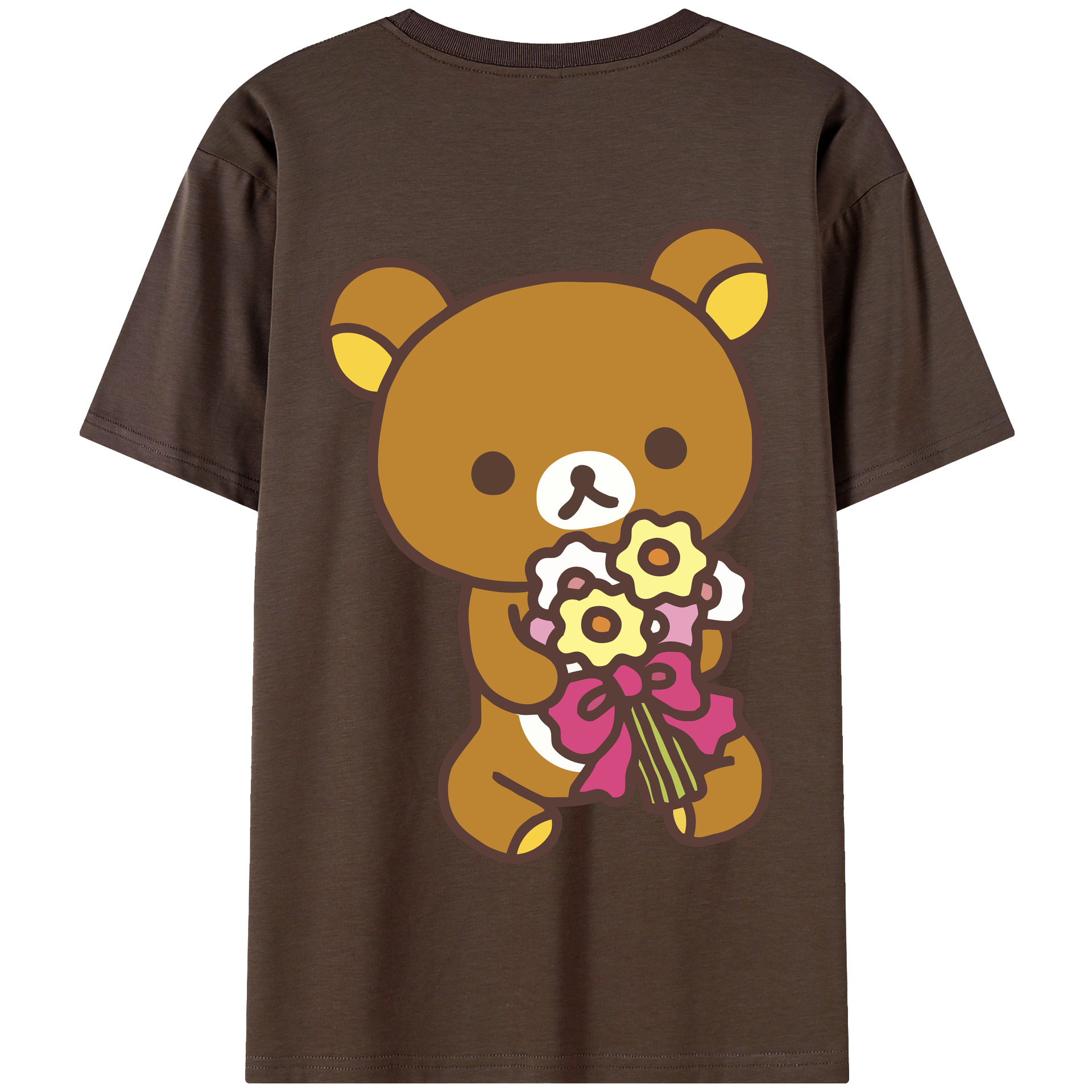 （画像用） リラックマ リラックマ キイロイトリ Rilakkuma Korilakkuma Kiiroitori 綿100％半袖Tシャツ（背面プリント）