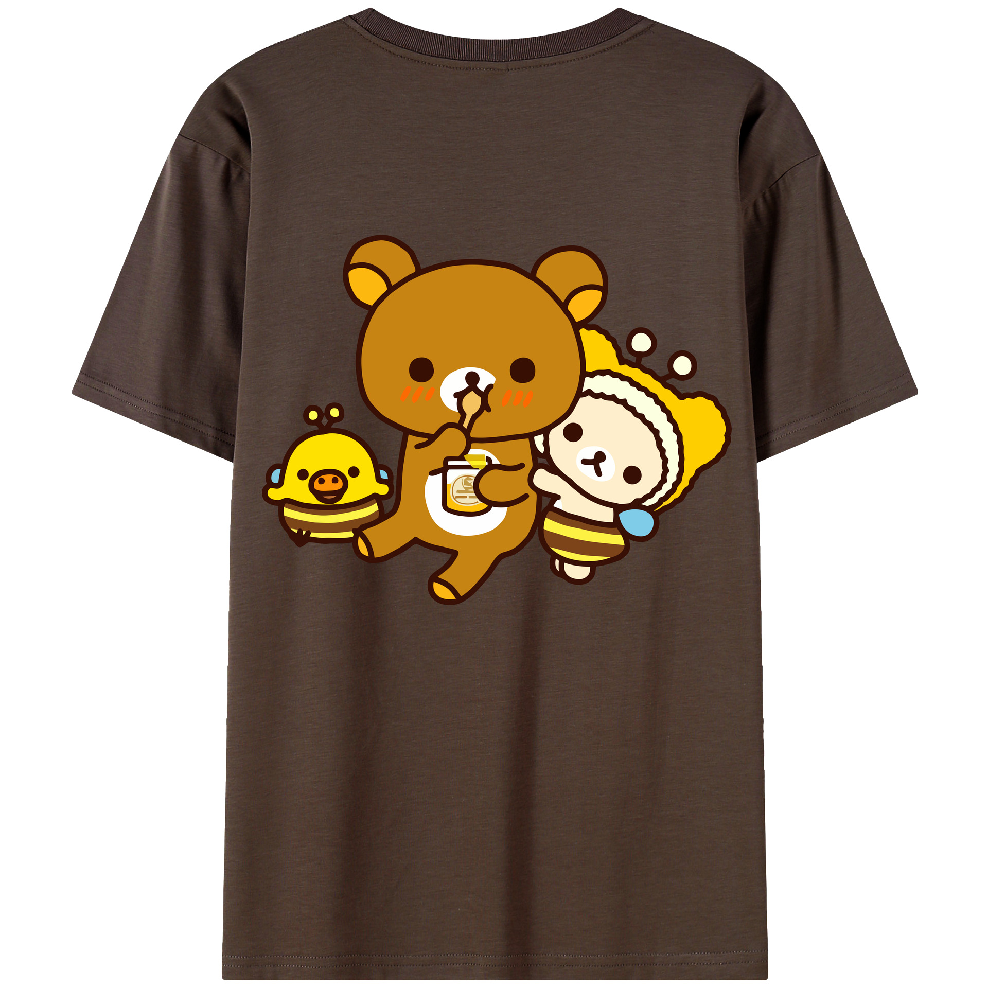 （画像用） リラックマ リラックマ キイロイトリ Rilakkuma Korilakkuma Kiiroitori 綿100％半袖Tシャツ（背面プリント）