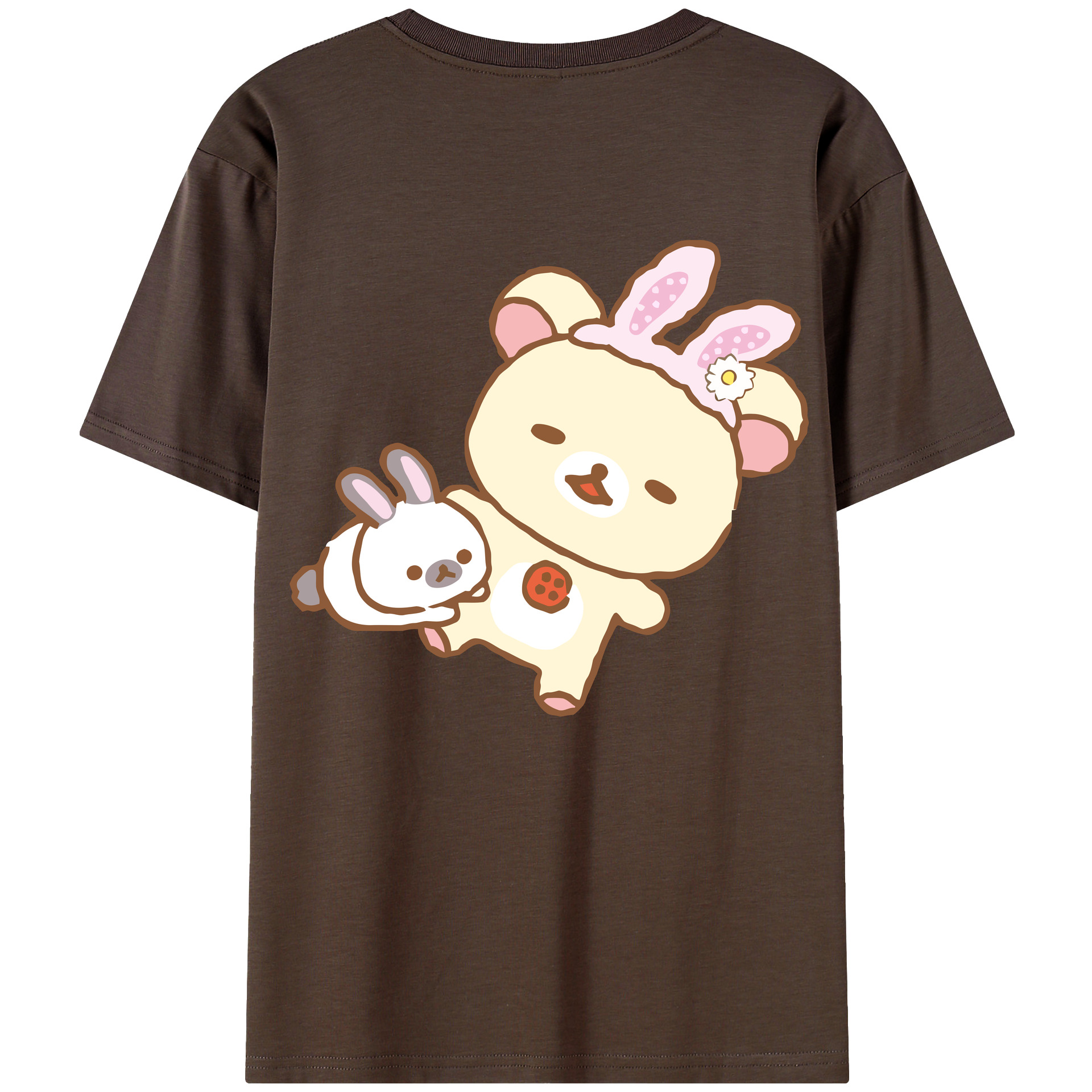 （画像用） リラックマ リラックマ キイロイトリ Rilakkuma Korilakkuma Kiiroitori 綿100％半袖Tシャツ（背面プリント）