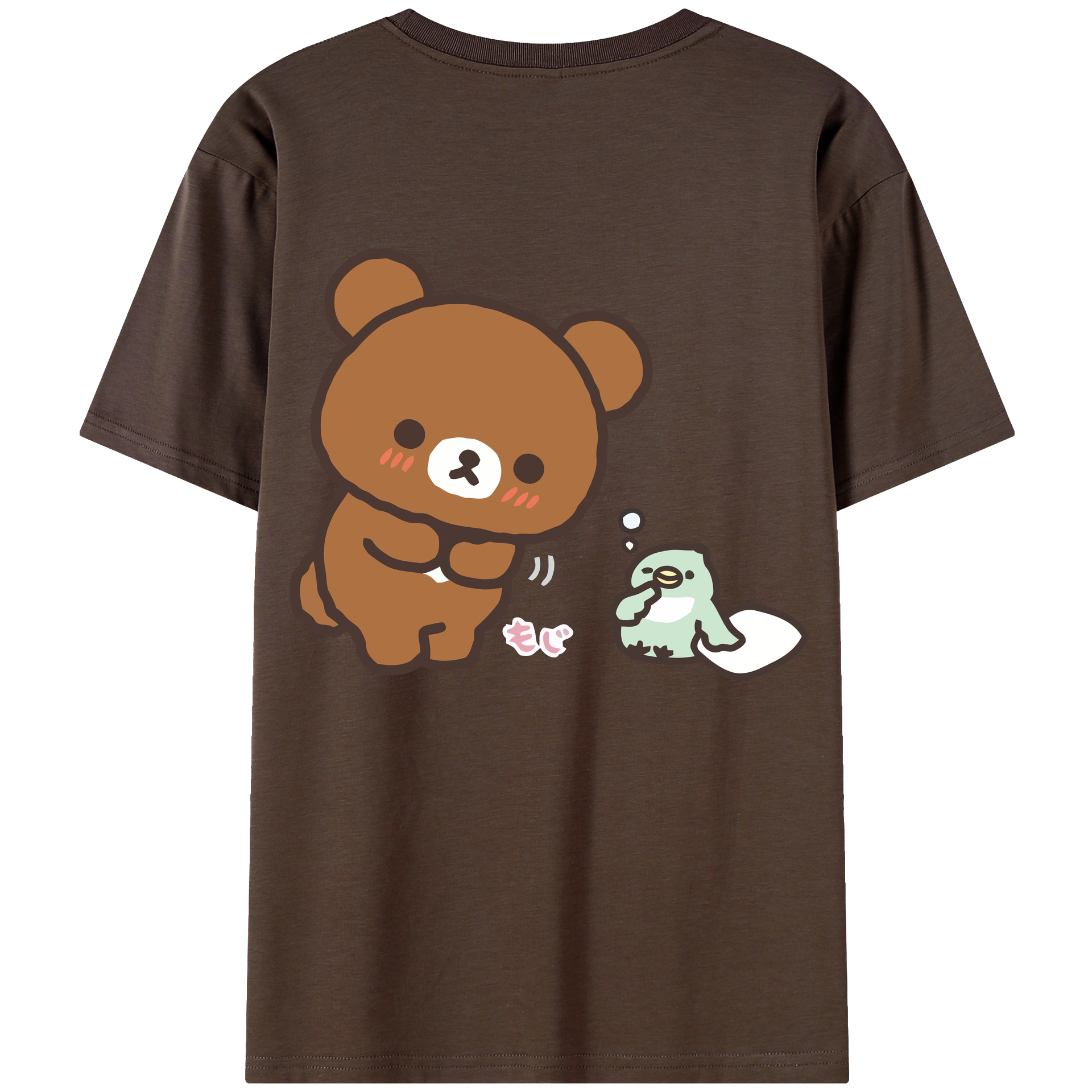 （画像用） リラックマ リラックマ キイロイトリ Rilakkuma Korilakkuma Kiiroitori 綿100％半袖Tシャツ（背面プリント）