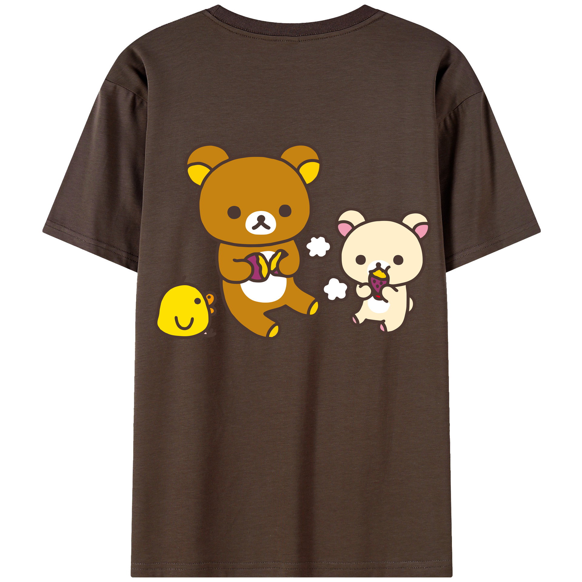 （画像用） リラックマ リラックマ キイロイトリ Rilakkuma Korilakkuma Kiiroitori 綿100％半袖Tシャツ（背面プリント）