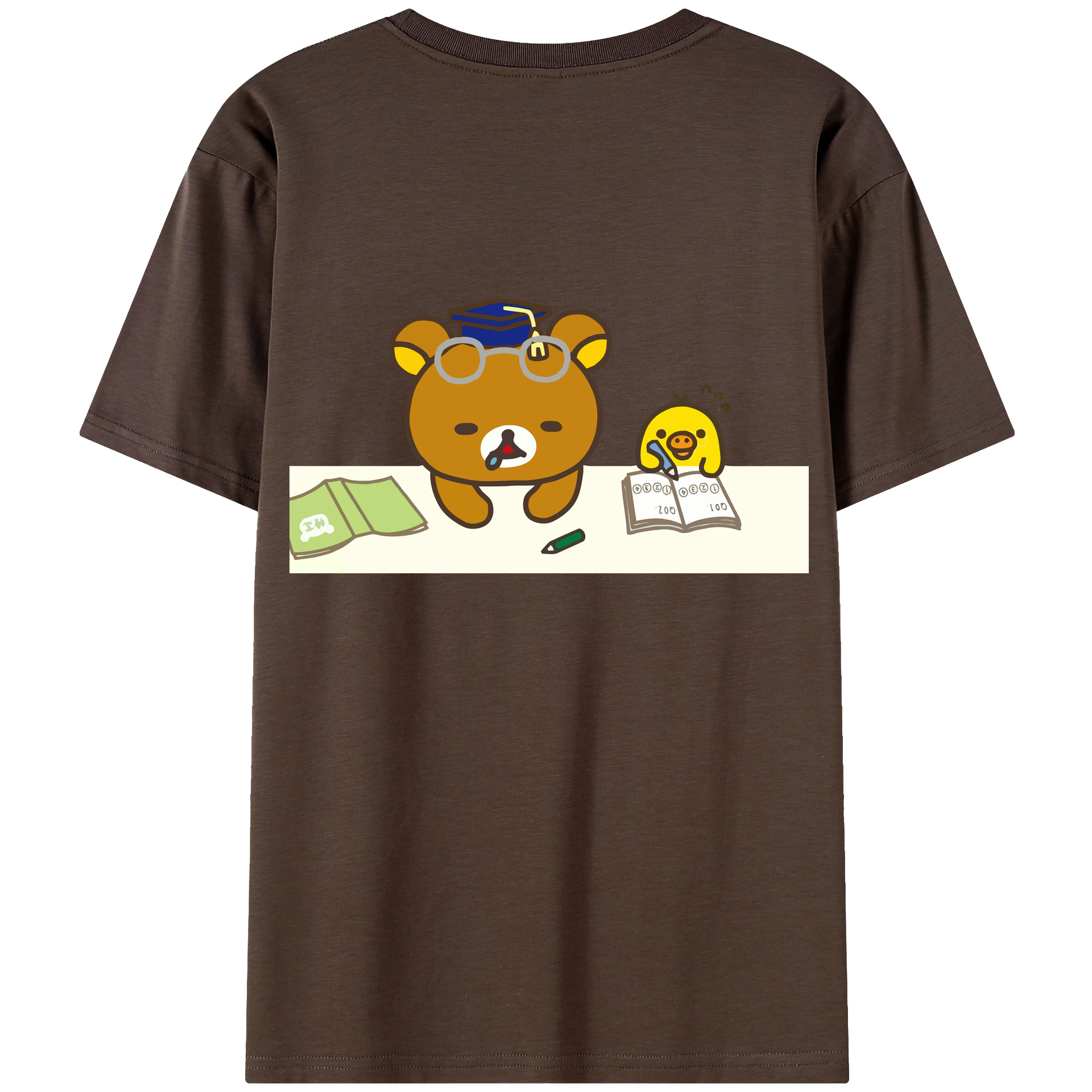 （画像用） リラックマ リラックマ キイロイトリ Rilakkuma Korilakkuma Kiiroitori 綿100％半袖Tシャツ（背面プリント）