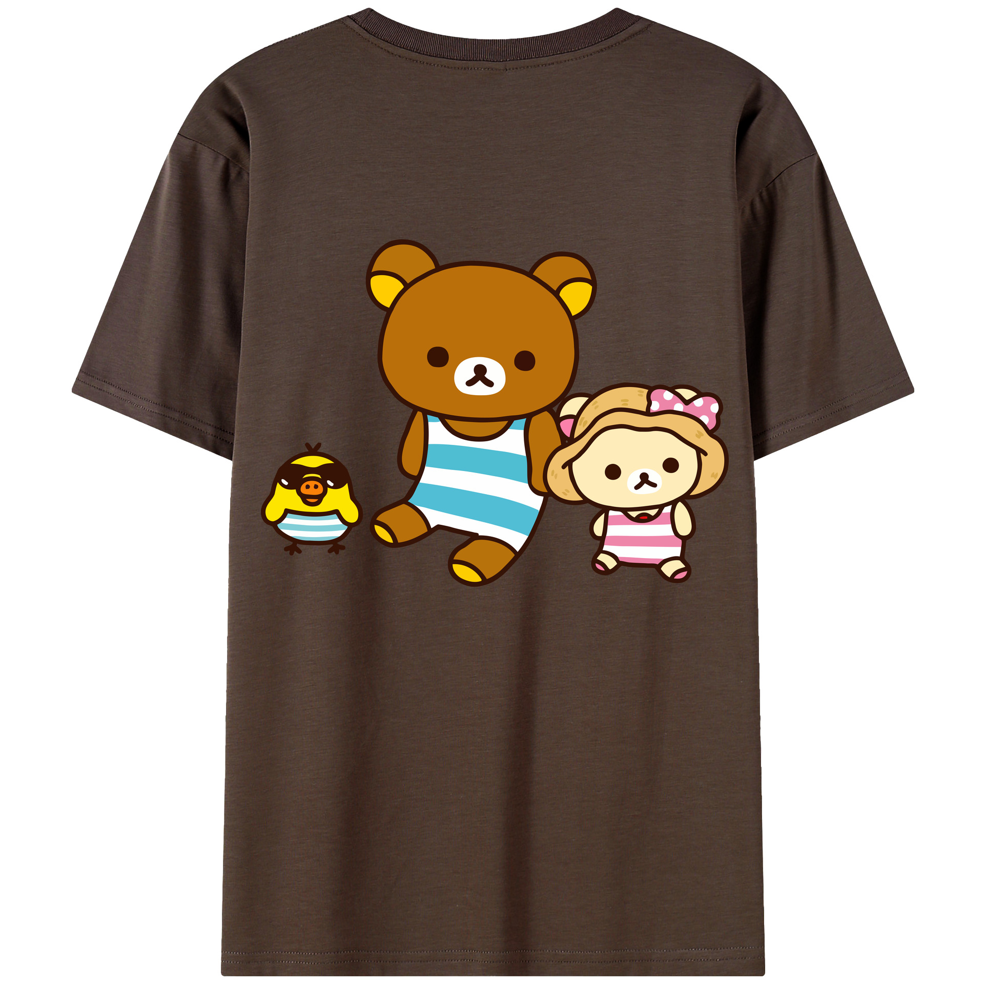 （画像用） リラックマ リラックマ キイロイトリ Rilakkuma Korilakkuma Kiiroitori 綿100％半袖Tシャツ（背面プリント）