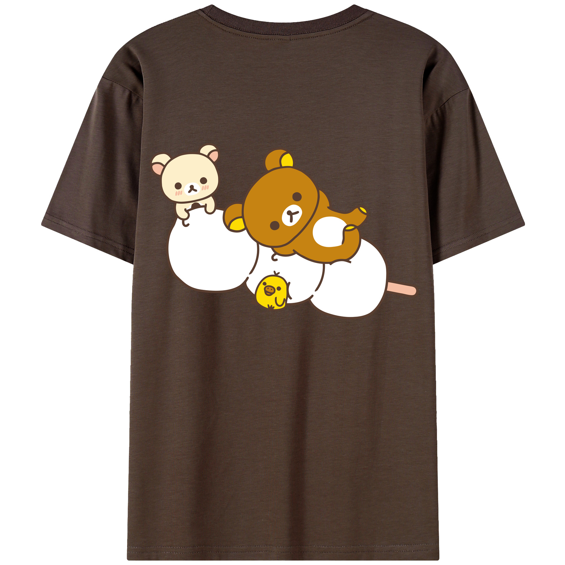 （画像用） リラックマ リラックマ キイロイトリ Rilakkuma Korilakkuma Kiiroitori 綿100％半袖Tシャツ（背面プリント）