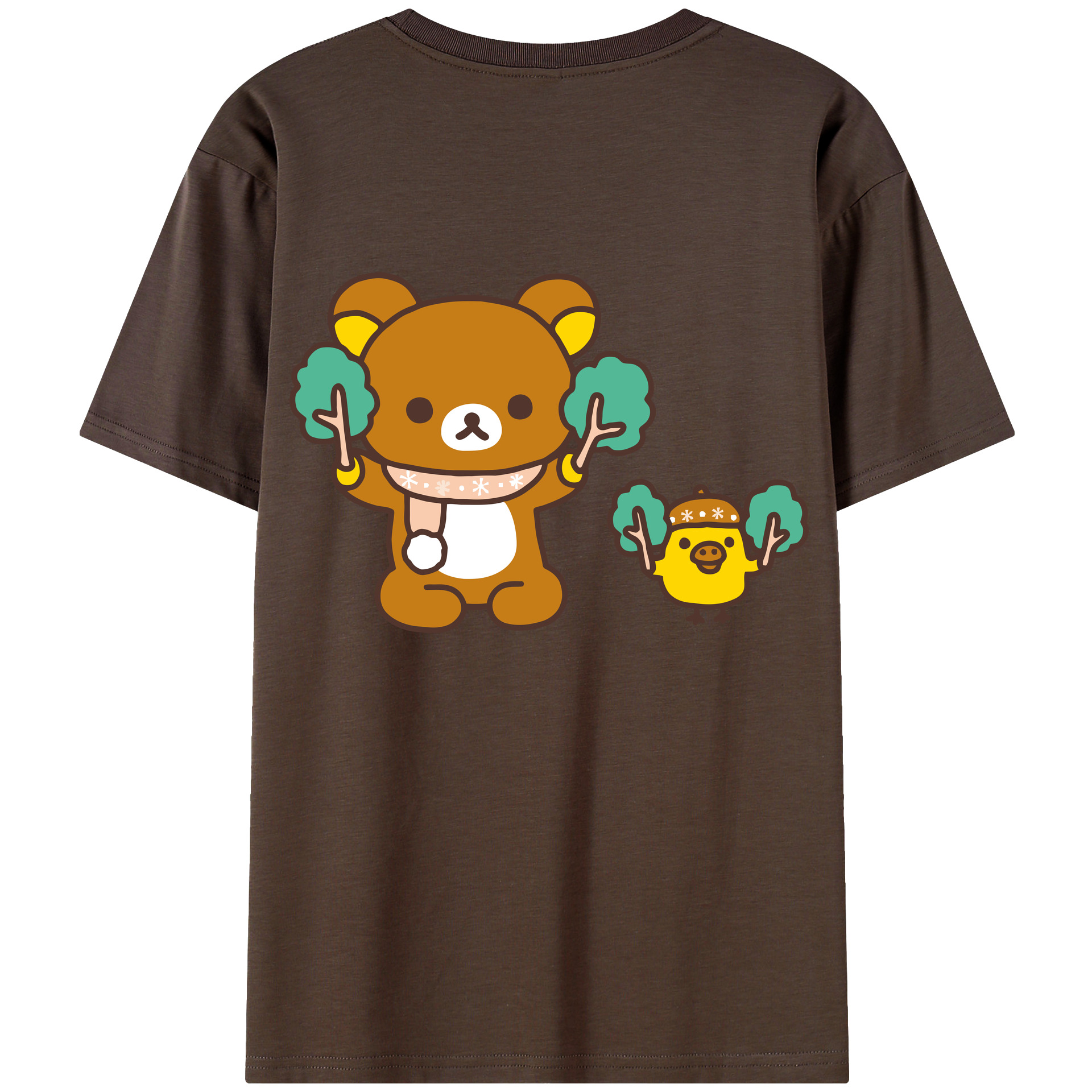 （画像用） リラックマ リラックマ キイロイトリ Rilakkuma Korilakkuma Kiiroitori 綿100％半袖Tシャツ（背面プリント）