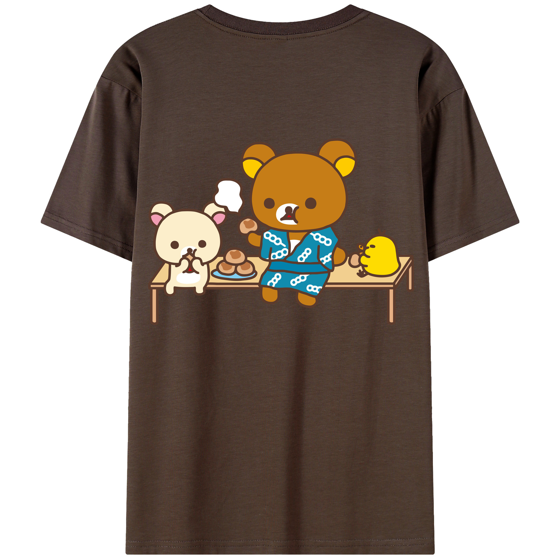 （画像用） リラックマ リラックマ キイロイトリ Rilakkuma Korilakkuma Kiiroitori 綿100％半袖Tシャツ（背面プリント）