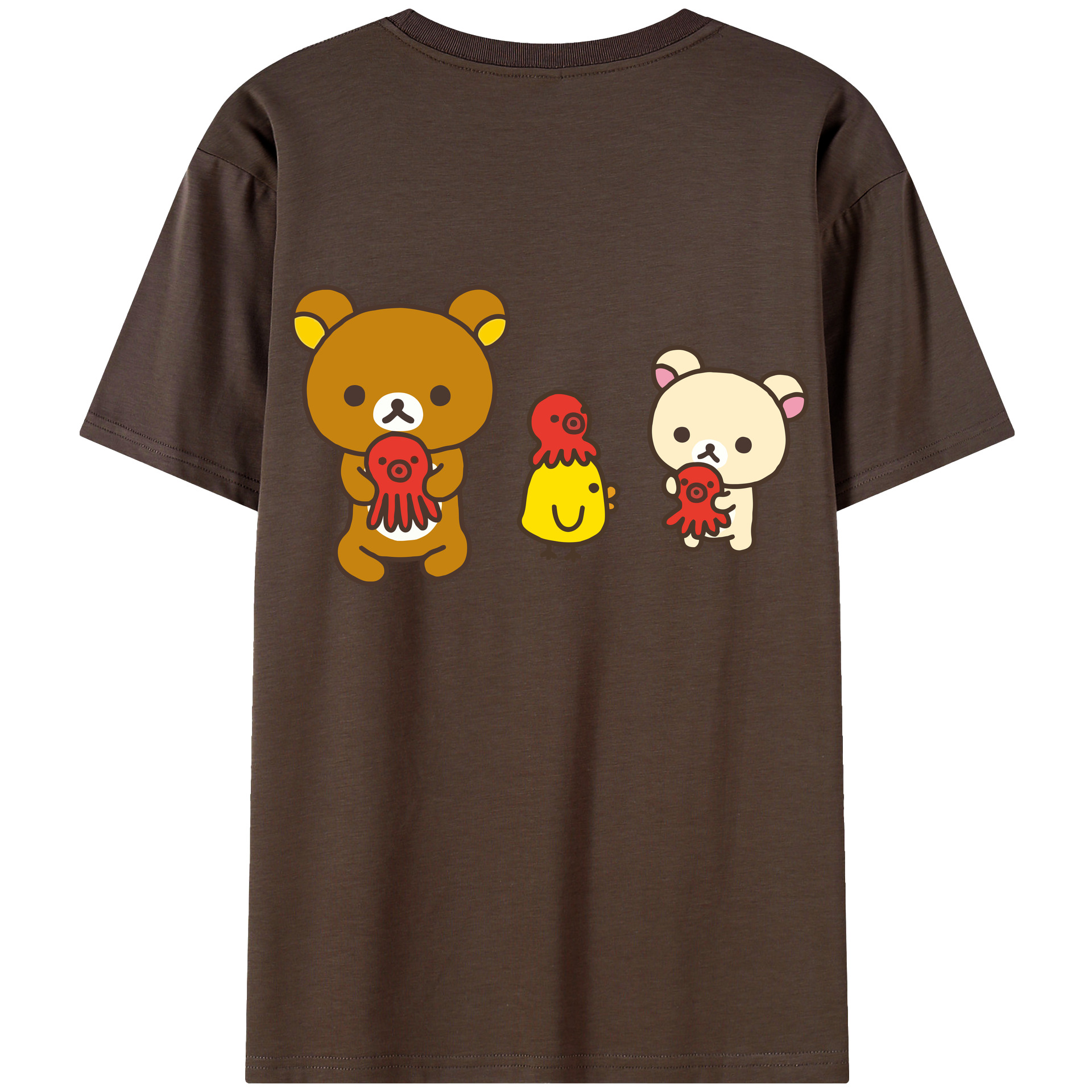 （画像用） リラックマ リラックマ キイロイトリ Rilakkuma Korilakkuma Kiiroitori 綿100％半袖Tシャツ（背面プリント）