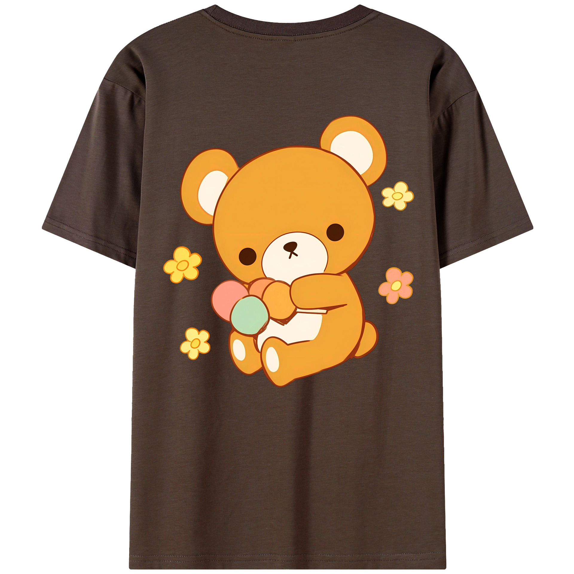 （画像用） リラックマ リラックマ キイロイトリ Rilakkuma Korilakkuma Kiiroitori 綿100％半袖Tシャツ（背面プリント）