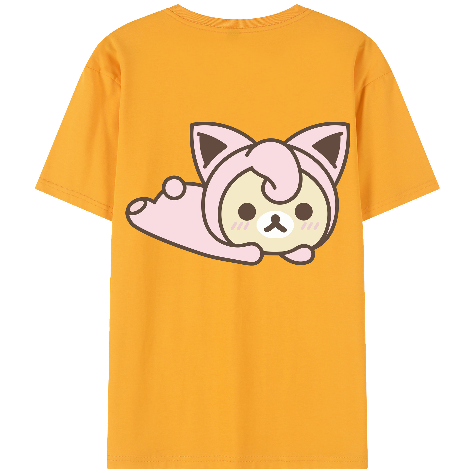 （画像用） リラックマ リラックマ キイロイトリ Rilakkuma Korilakkuma Kiiroitori 綿100％半袖Tシャツ（背面プリント）