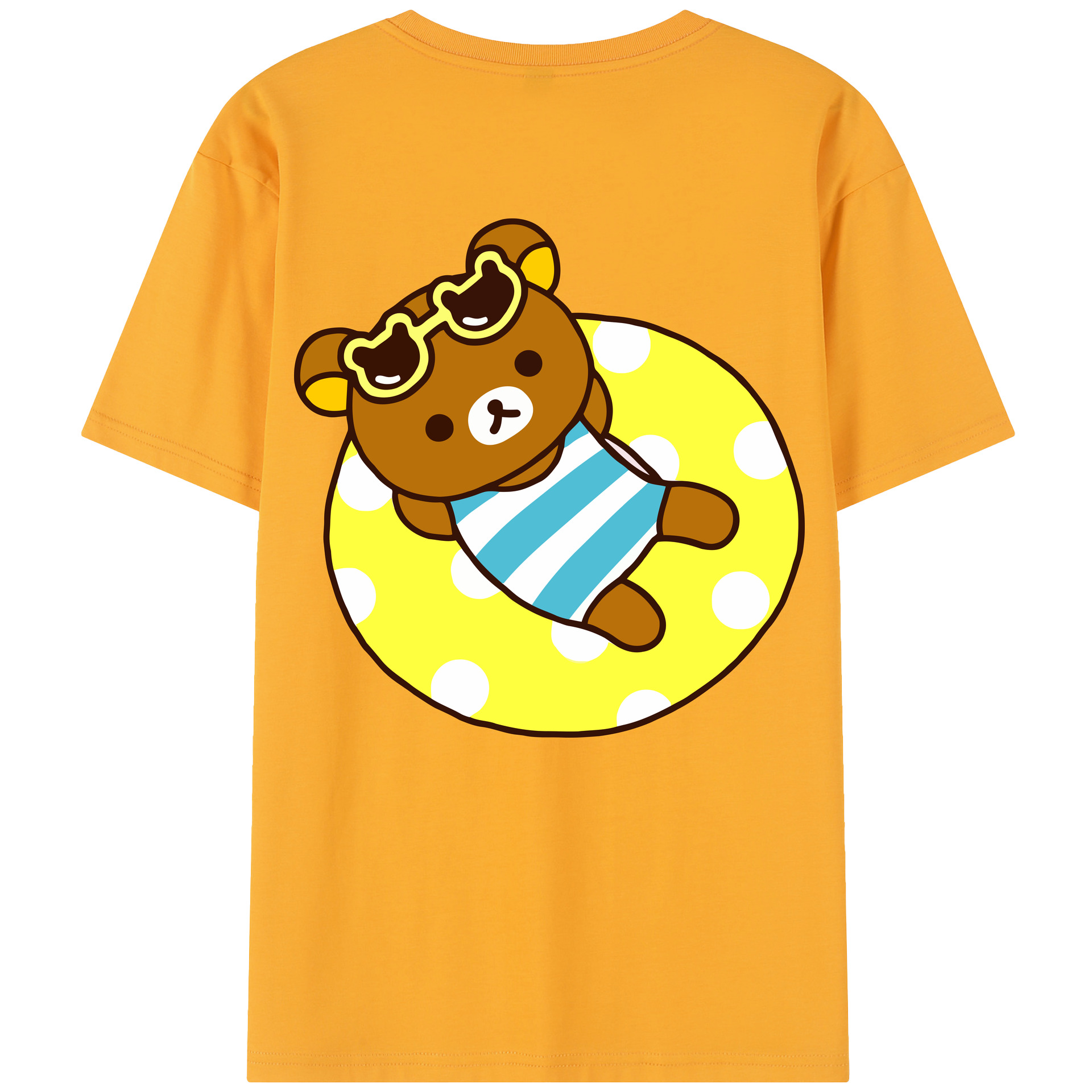 （画像用） リラックマ リラックマ キイロイトリ Rilakkuma Korilakkuma Kiiroitori 綿100％半袖Tシャツ（背面プリント）