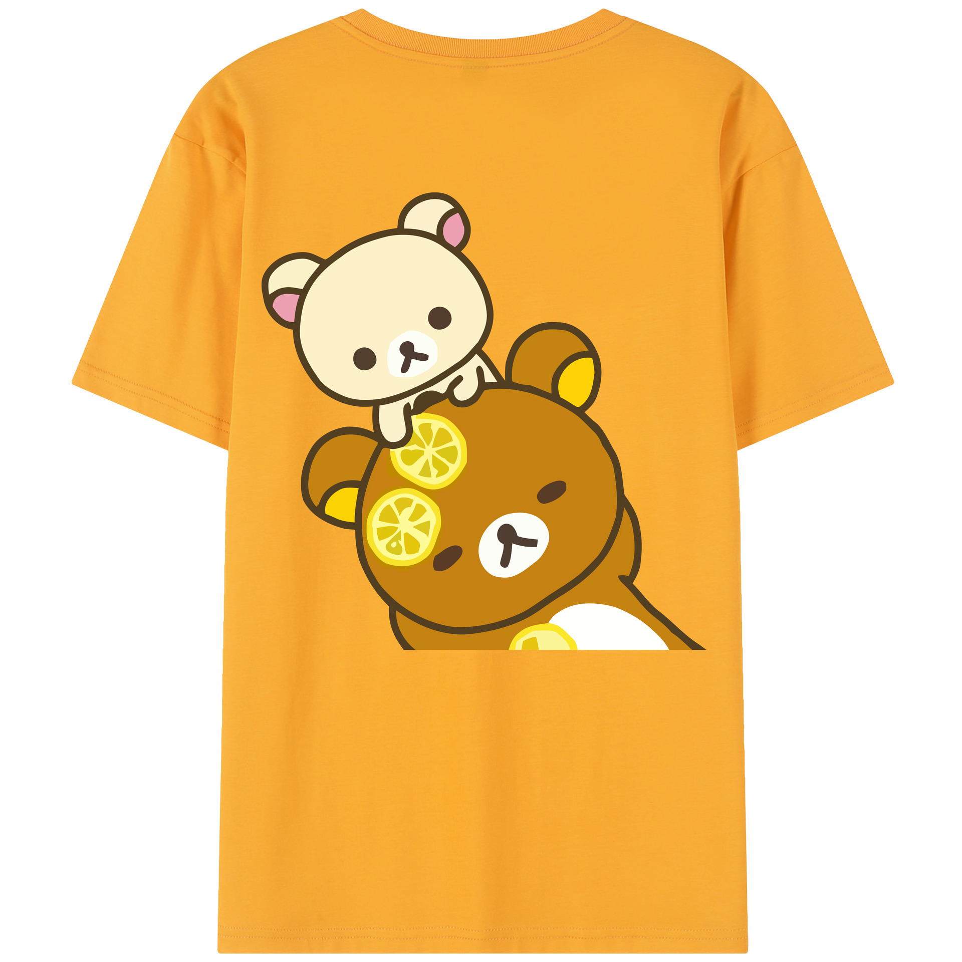（画像用） リラックマ リラックマ キイロイトリ Rilakkuma Korilakkuma Kiiroitori 綿100％半袖Tシャツ（背面プリント）