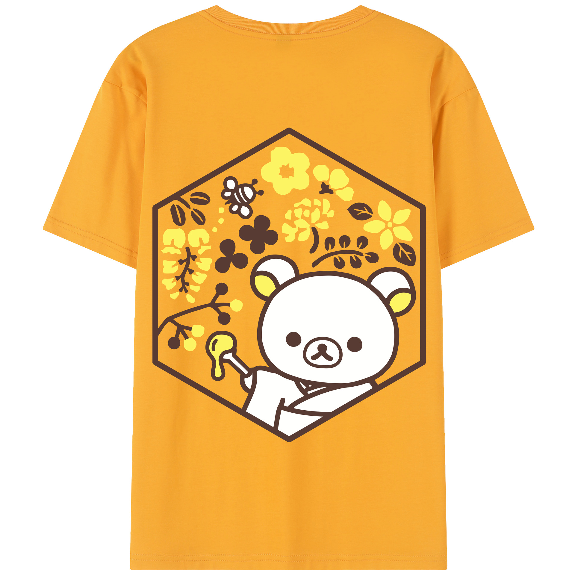 （画像用） リラックマ リラックマ キイロイトリ Rilakkuma Korilakkuma Kiiroitori 綿100％半袖Tシャツ（背面プリント）