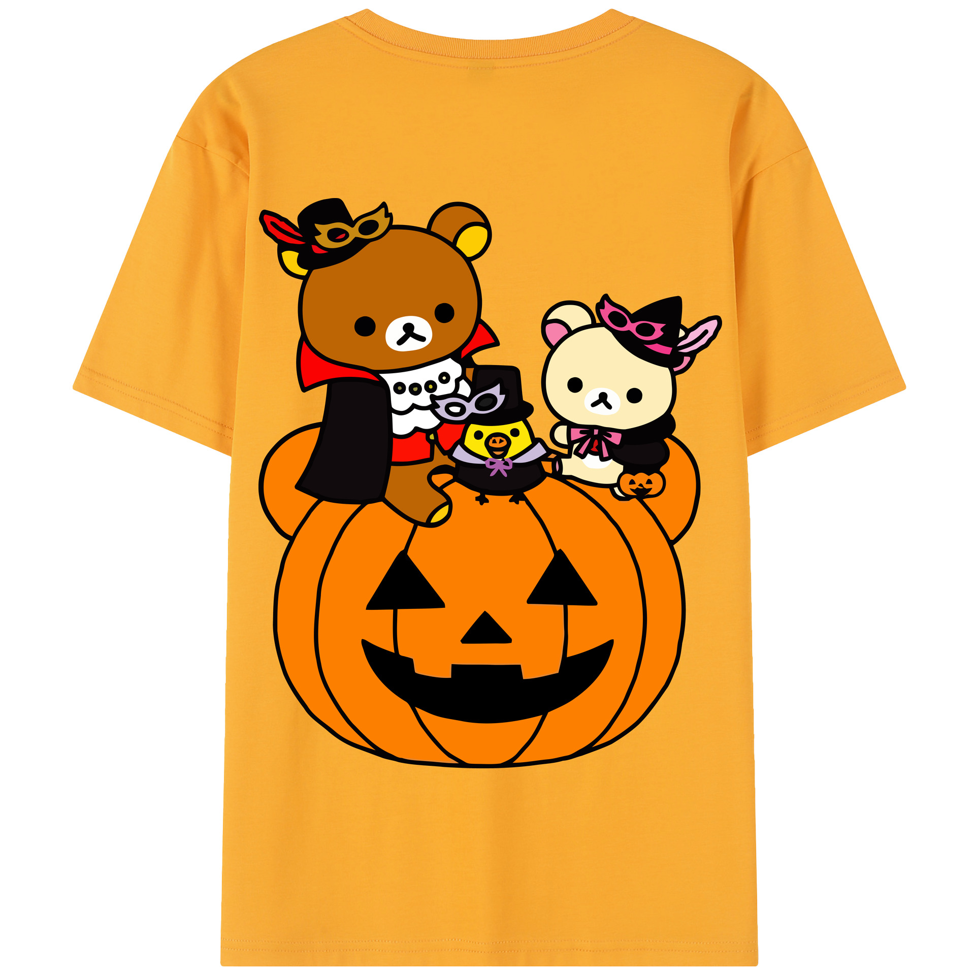 （画像用） リラックマ リラックマ キイロイトリ Rilakkuma Korilakkuma Kiiroitori 綿100％半袖Tシャツ（背面プリント）