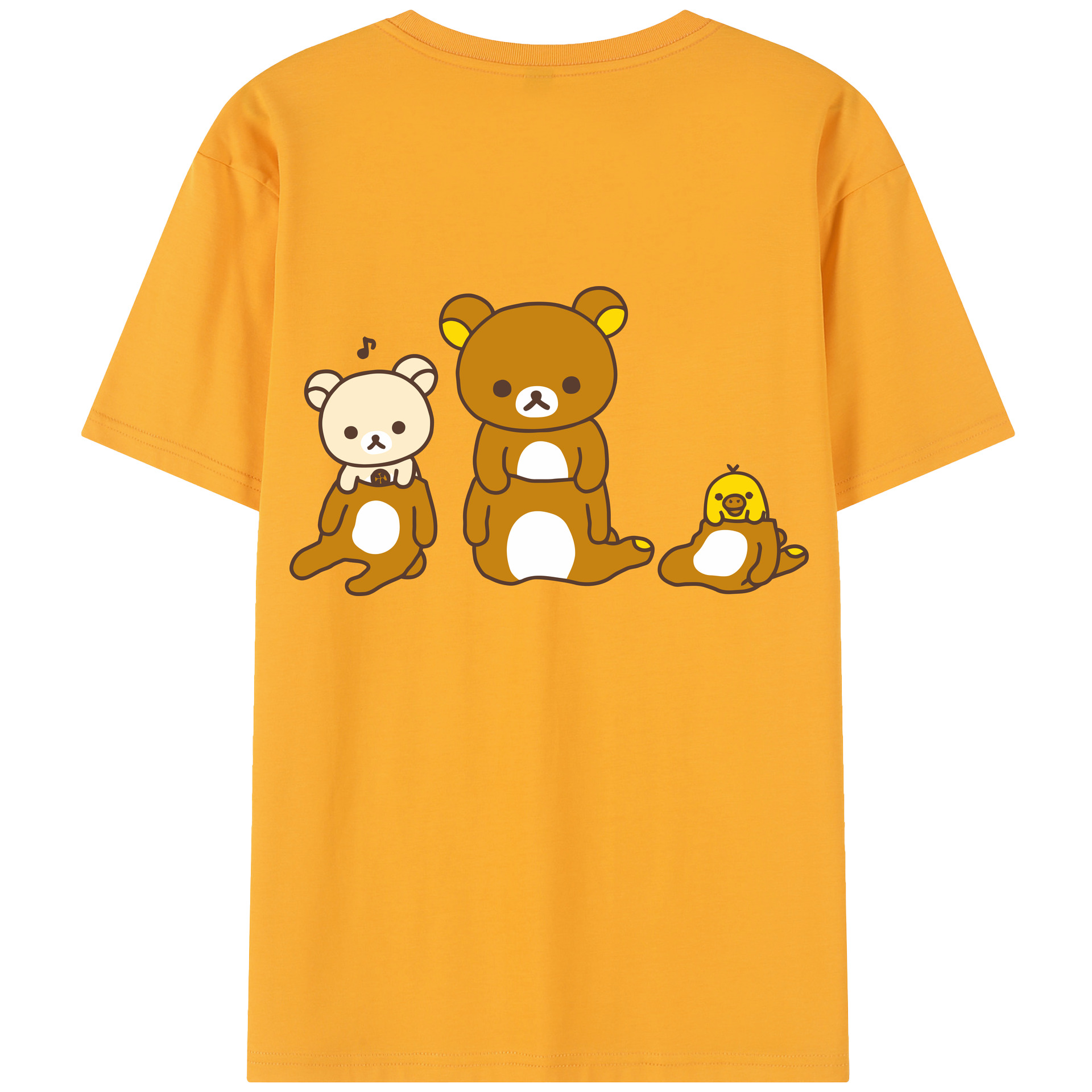 （画像用） リラックマ リラックマ キイロイトリ Rilakkuma Korilakkuma Kiiroitori 綿100％半袖Tシャツ（背面プリント）