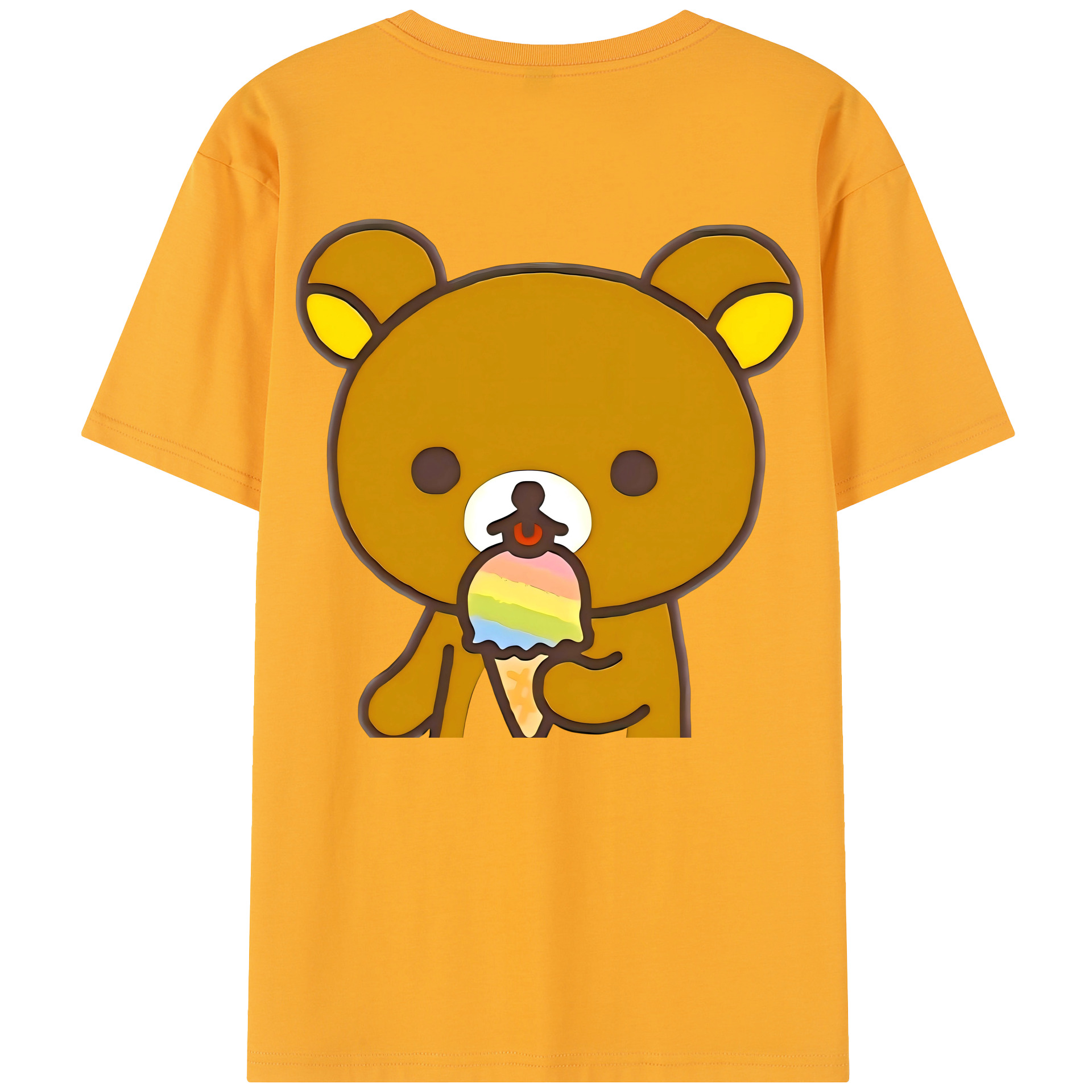 （画像用） リラックマ リラックマ キイロイトリ Rilakkuma Korilakkuma Kiiroitori 綿100％半袖Tシャツ（背面プリント）