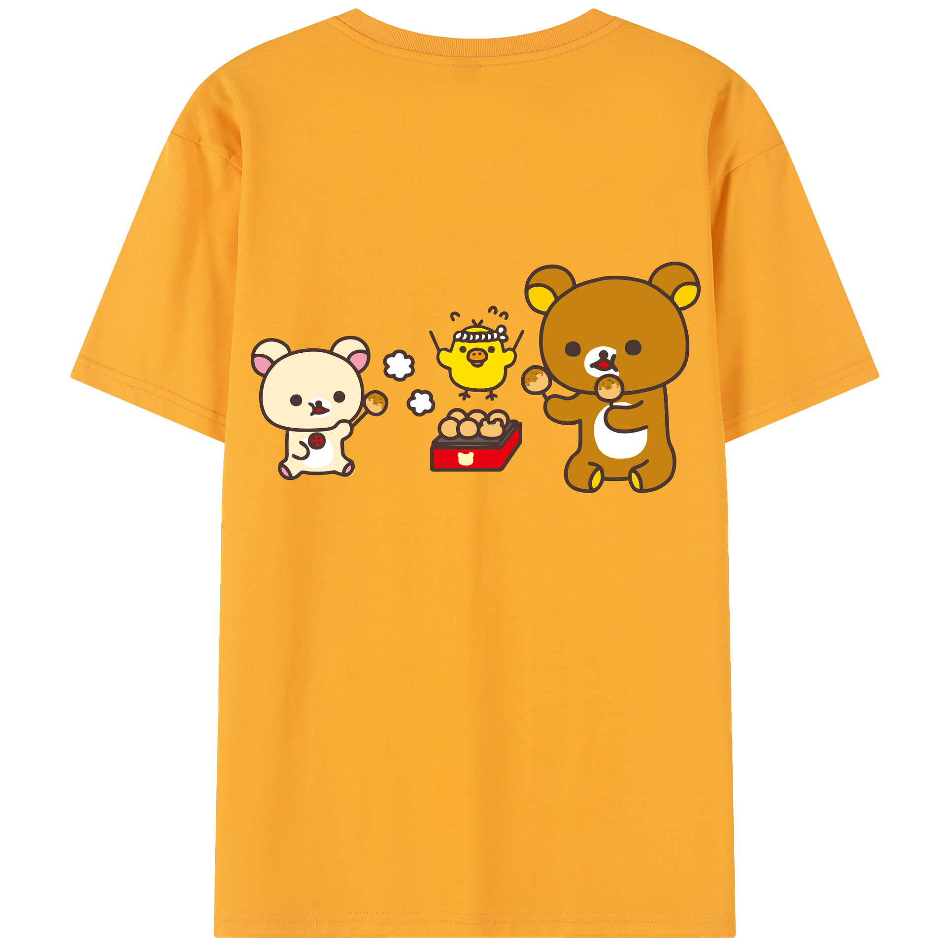 （画像用） リラックマ リラックマ キイロイトリ Rilakkuma Korilakkuma Kiiroitori 綿100％半袖Tシャツ（背面プリント）