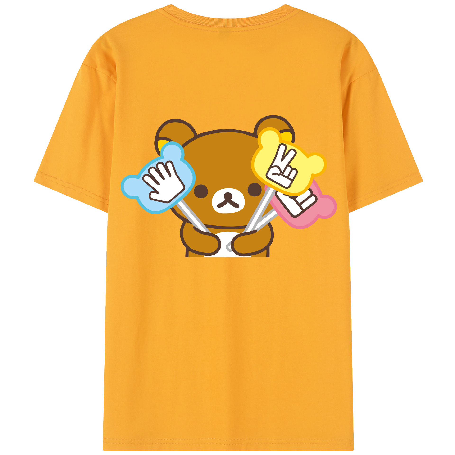 （画像用） リラックマ リラックマ キイロイトリ Rilakkuma Korilakkuma Kiiroitori 綿100％半袖Tシャツ（背面プリント）