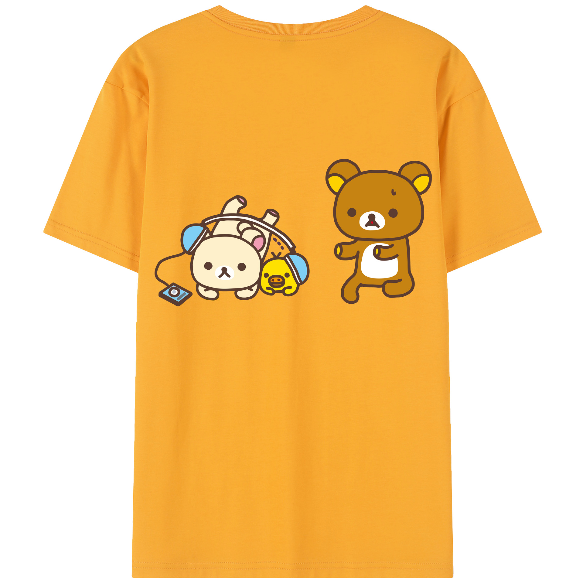 （画像用） リラックマ リラックマ キイロイトリ Rilakkuma Korilakkuma Kiiroitori 綿100％半袖Tシャツ（背面プリント）