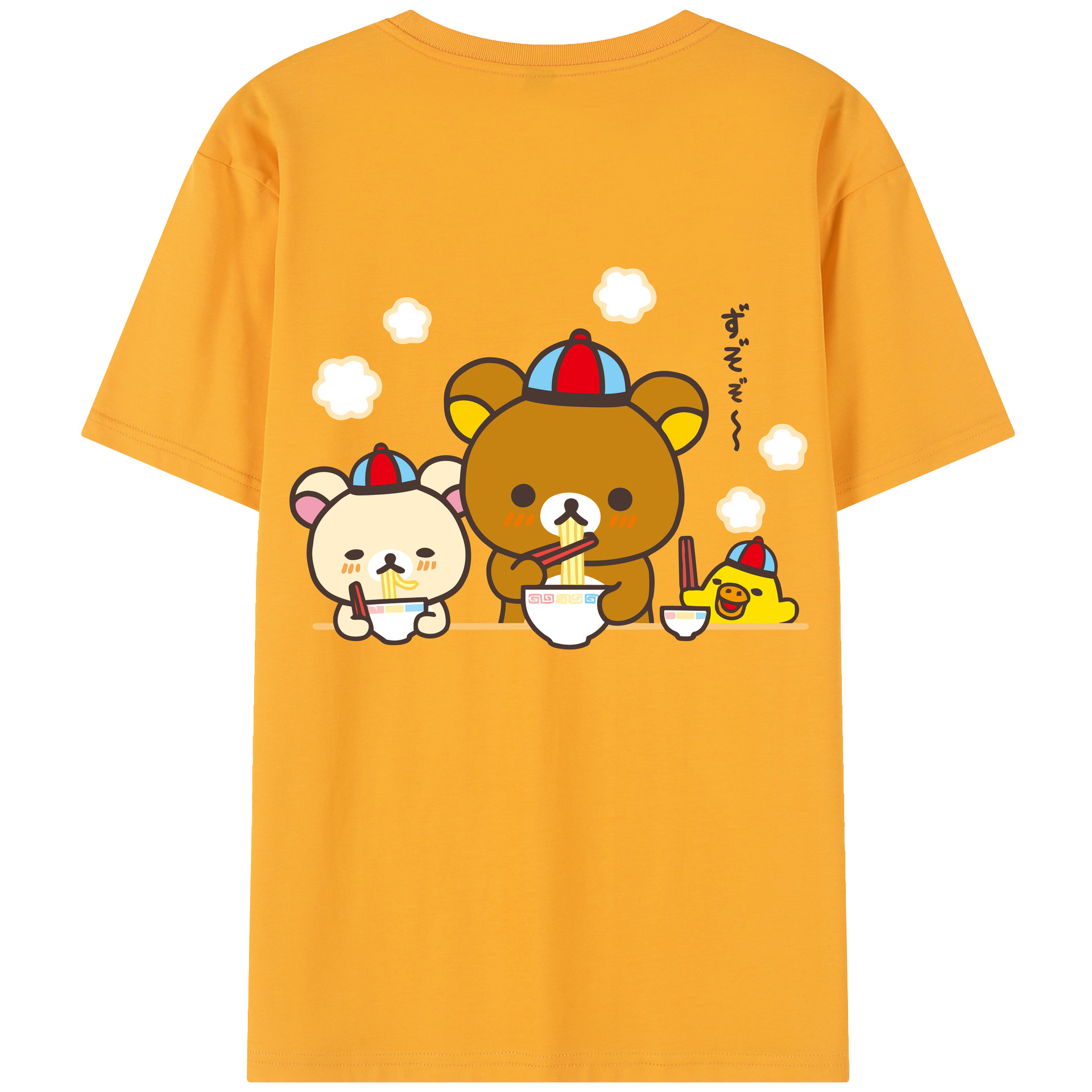 （画像用） リラックマ リラックマ キイロイトリ Rilakkuma Korilakkuma Kiiroitori 綿100％半袖Tシャツ（背面プリント）