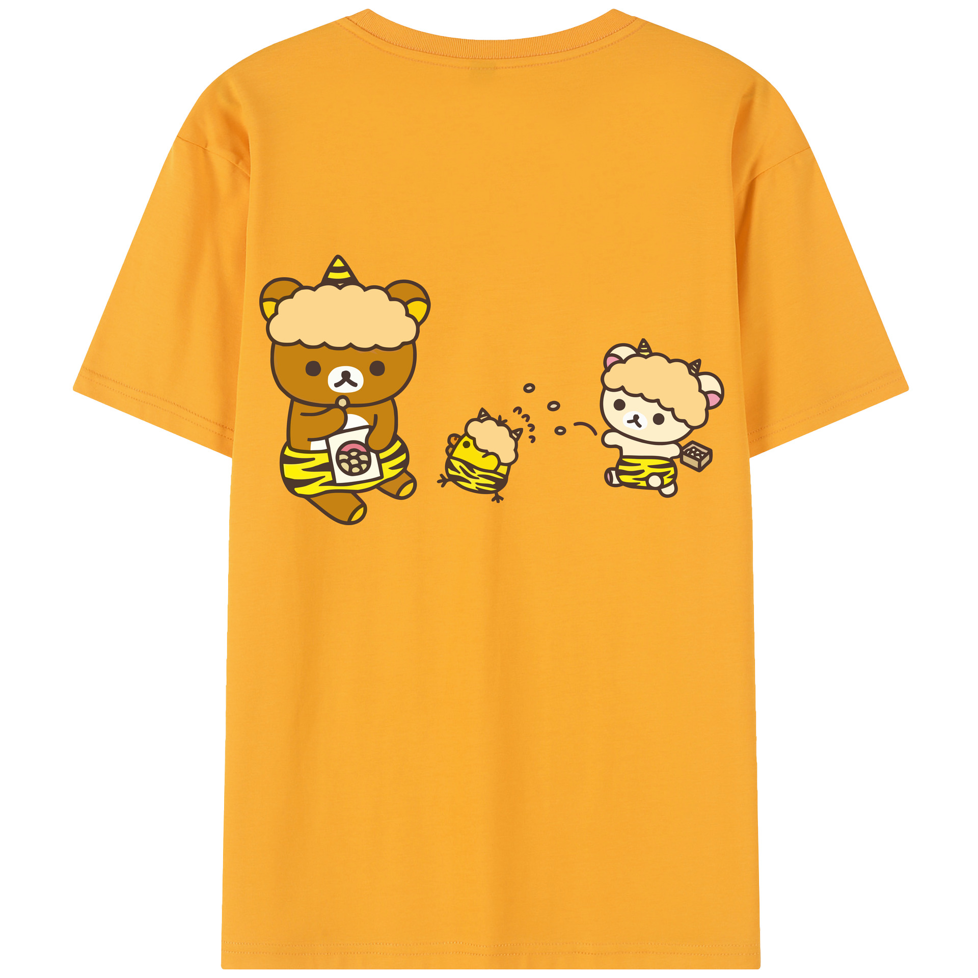 （画像用） リラックマ リラックマ キイロイトリ Rilakkuma Korilakkuma Kiiroitori 綿100％半袖Tシャツ（背面プリント）