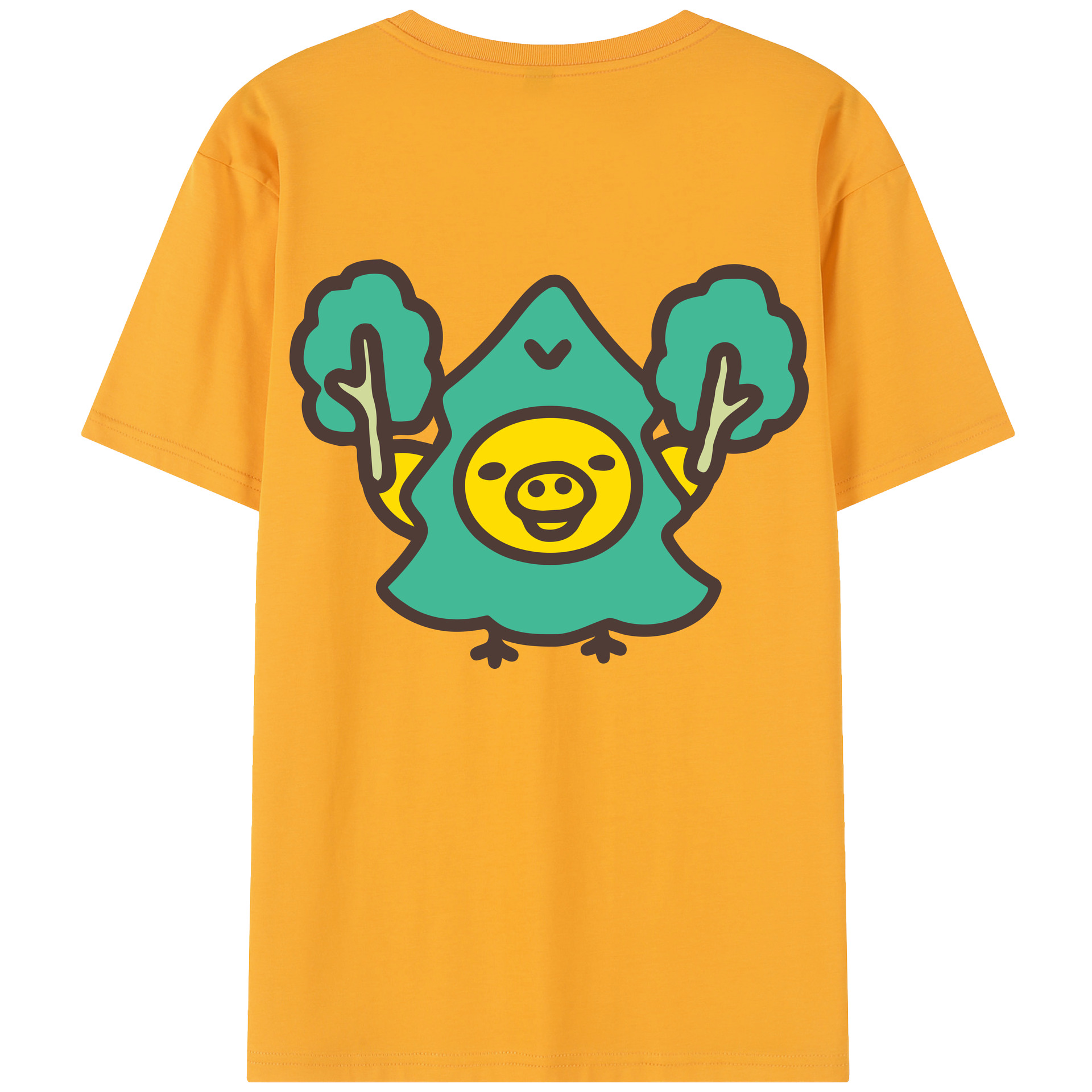 （画像用） リラックマ リラックマ キイロイトリ Rilakkuma Korilakkuma Kiiroitori 綿100％半袖Tシャツ（背面プリント）
