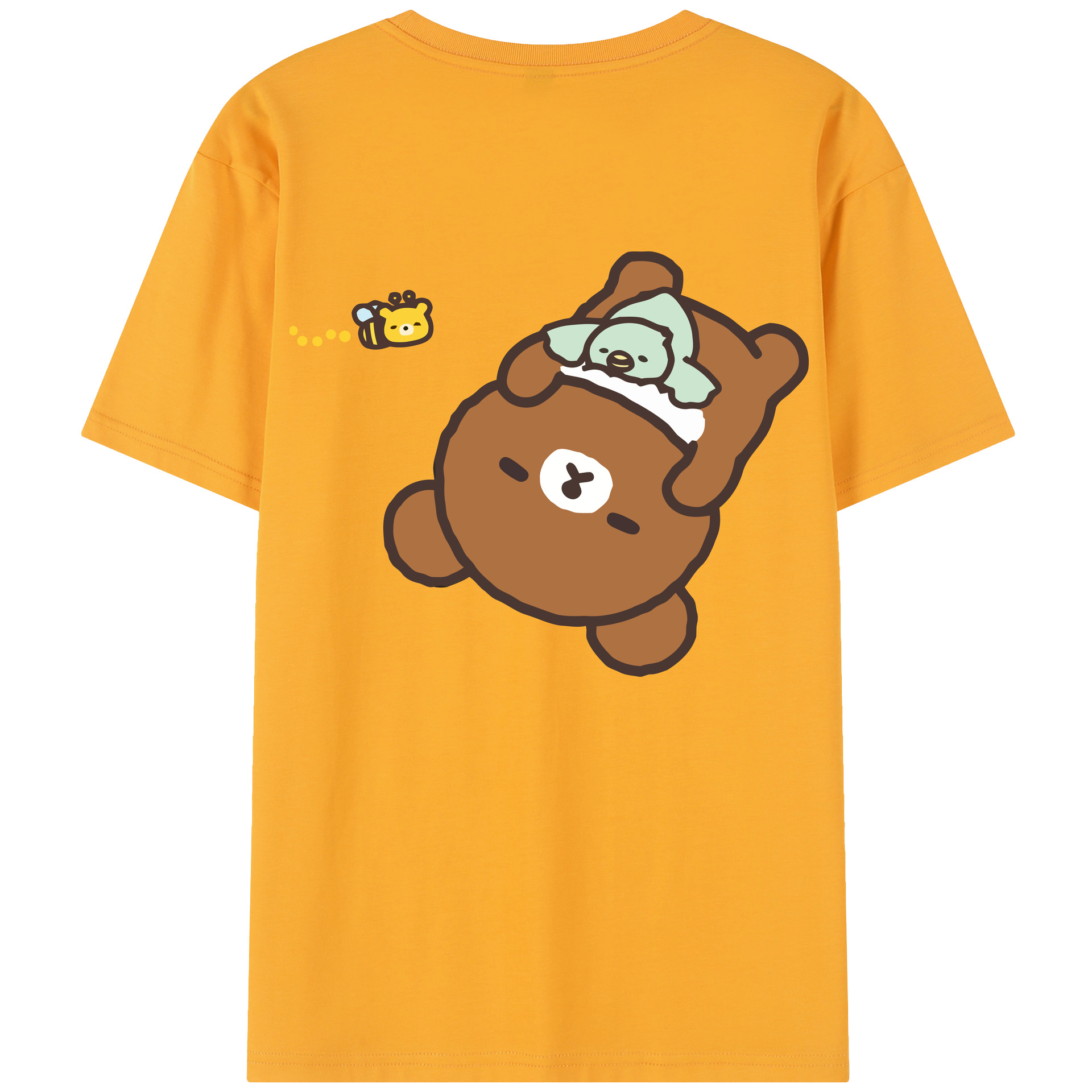 （画像用） リラックマ リラックマ キイロイトリ Rilakkuma Korilakkuma Kiiroitori 綿100％半袖Tシャツ（背面プリント）