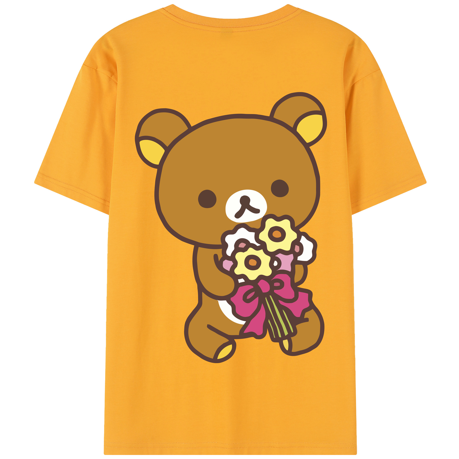 （画像用） リラックマ リラックマ キイロイトリ Rilakkuma Korilakkuma Kiiroitori 綿100％半袖Tシャツ（背面プリント）
