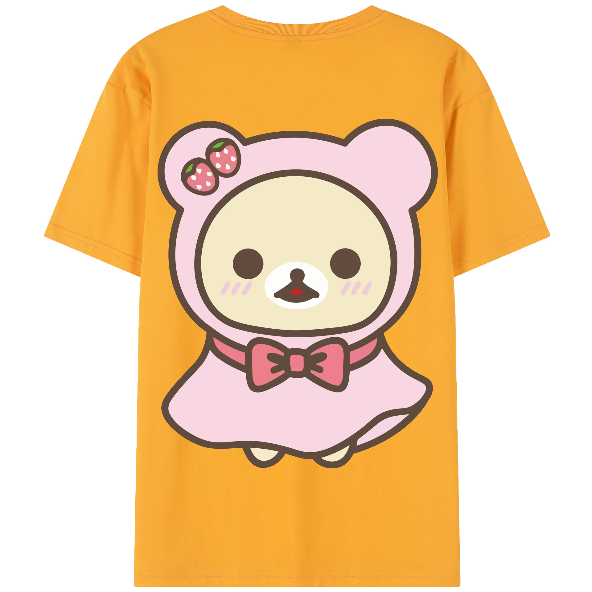 （画像用） リラックマ リラックマ キイロイトリ Rilakkuma Korilakkuma Kiiroitori 綿100％半袖Tシャツ（背面プリント）