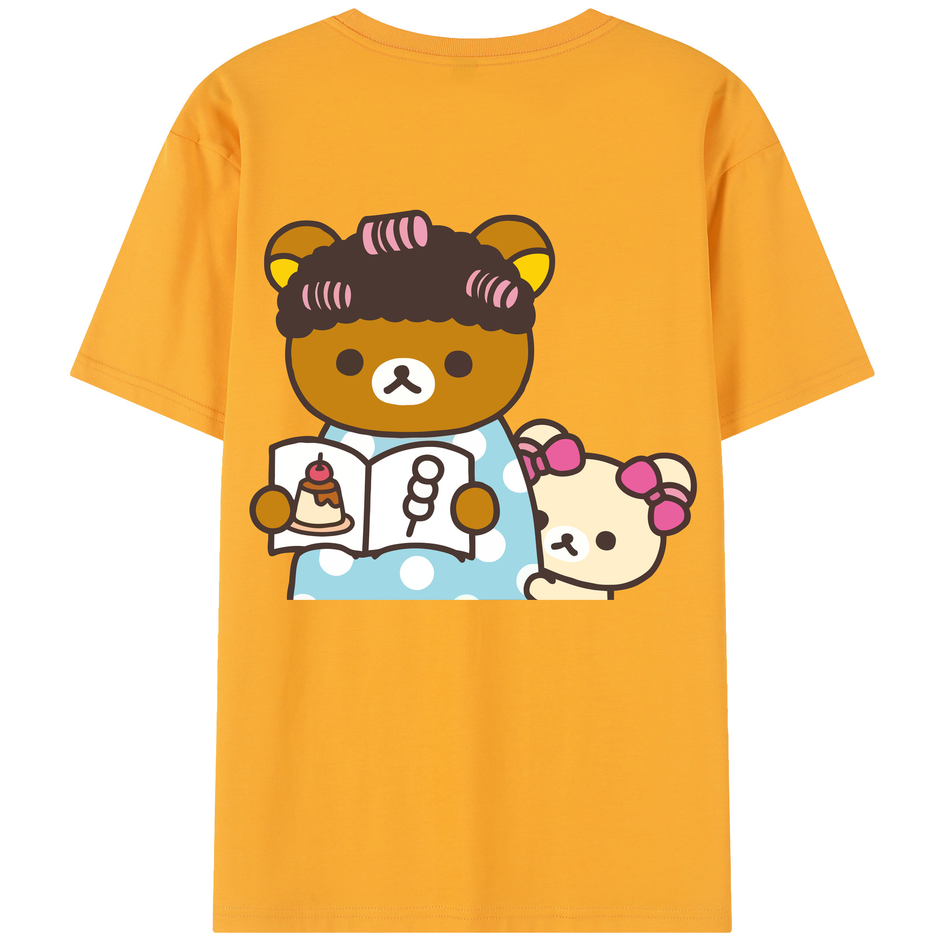 （画像用） リラックマ リラックマ キイロイトリ Rilakkuma Korilakkuma Kiiroitori 綿100％半袖Tシャツ（背面プリント）