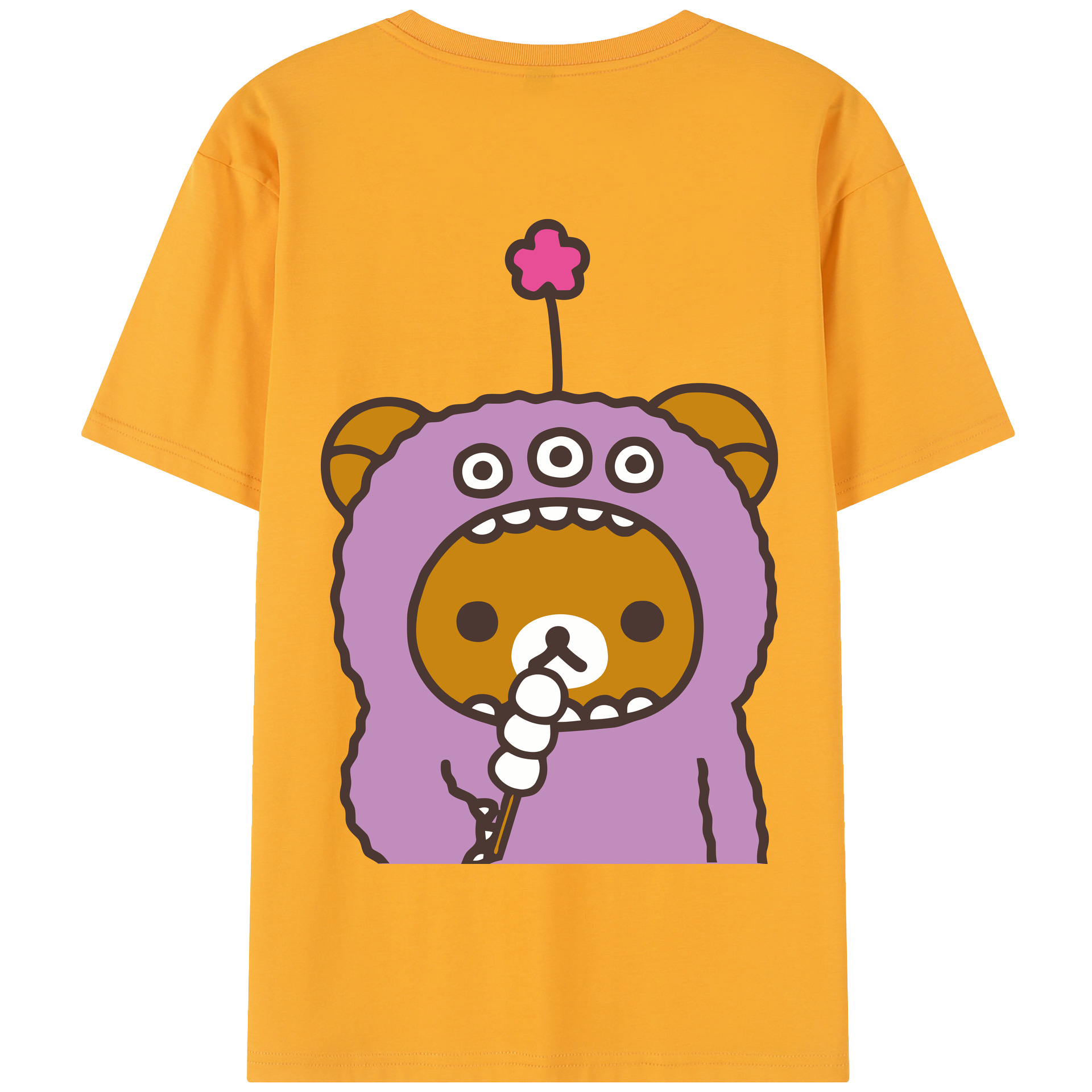 （画像用） リラックマ リラックマ キイロイトリ Rilakkuma Korilakkuma Kiiroitori 綿100％半袖Tシャツ（背面プリント）