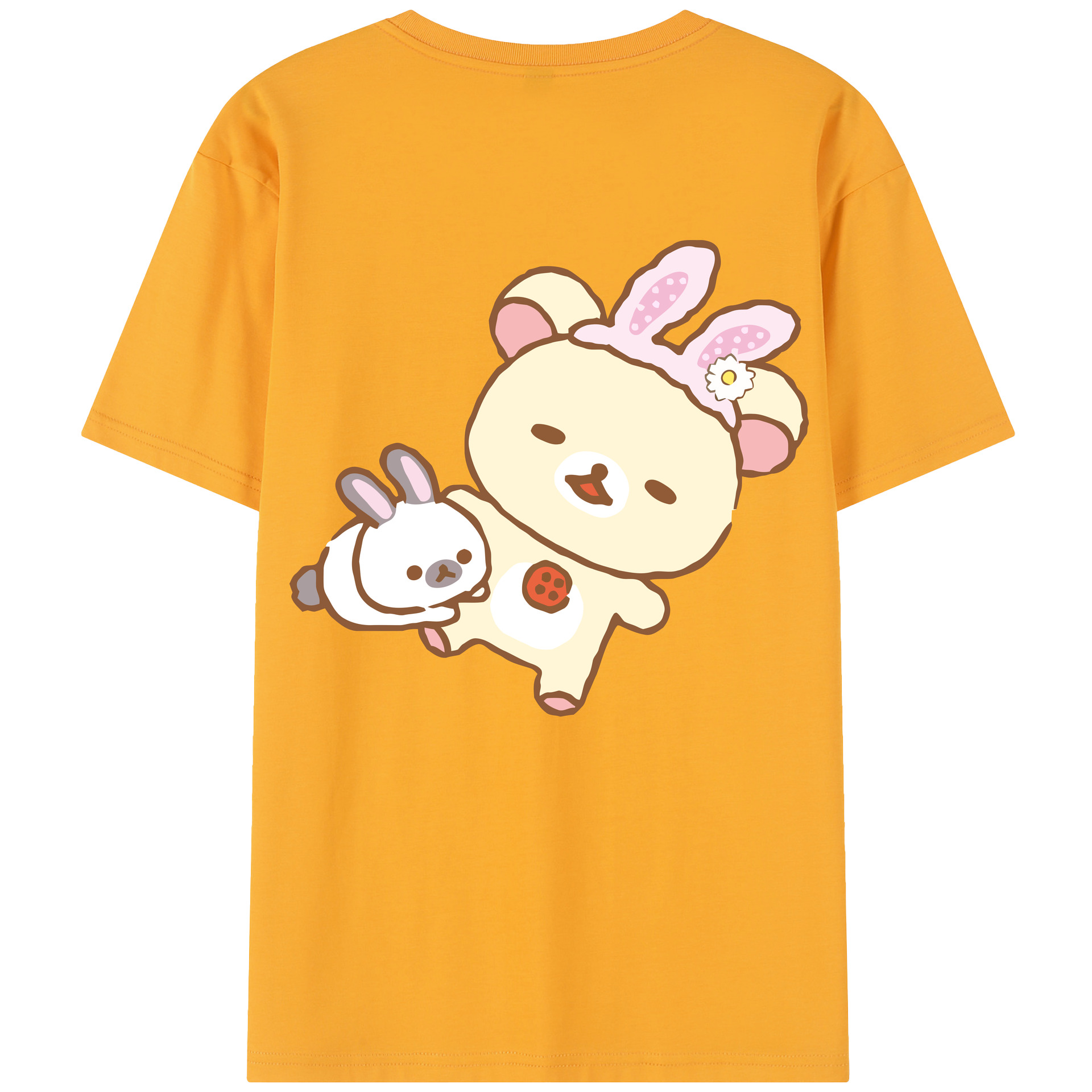 （画像用） リラックマ リラックマ キイロイトリ Rilakkuma Korilakkuma Kiiroitori 綿100％半袖Tシャツ（背面プリント）