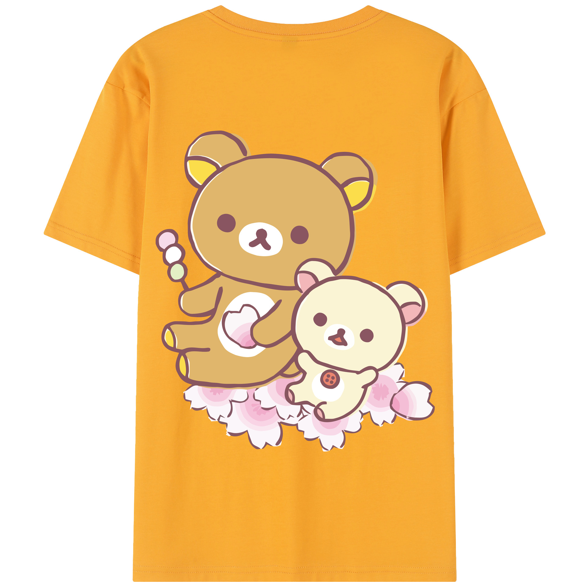 （画像用） リラックマ リラックマ キイロイトリ Rilakkuma Korilakkuma Kiiroitori 綿100％半袖Tシャツ（背面プリント）