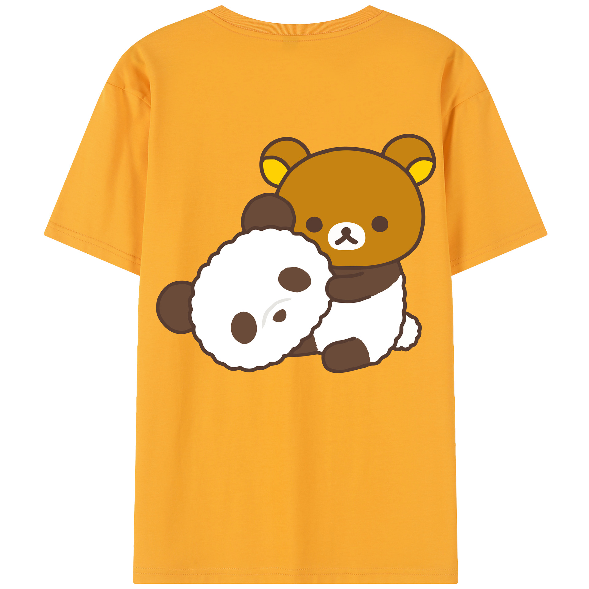 （画像用） リラックマ リラックマ キイロイトリ Rilakkuma Korilakkuma Kiiroitori 綿100％半袖Tシャツ（背面プリント）