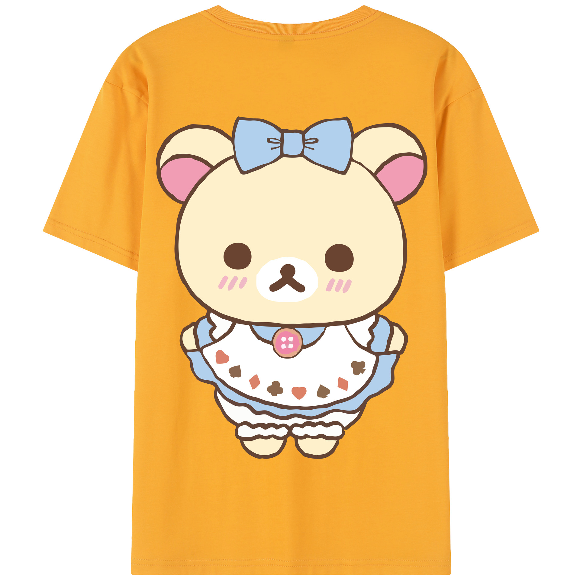 （画像用） リラックマ リラックマ キイロイトリ Rilakkuma Korilakkuma Kiiroitori 綿100％半袖Tシャツ（背面プリント）
