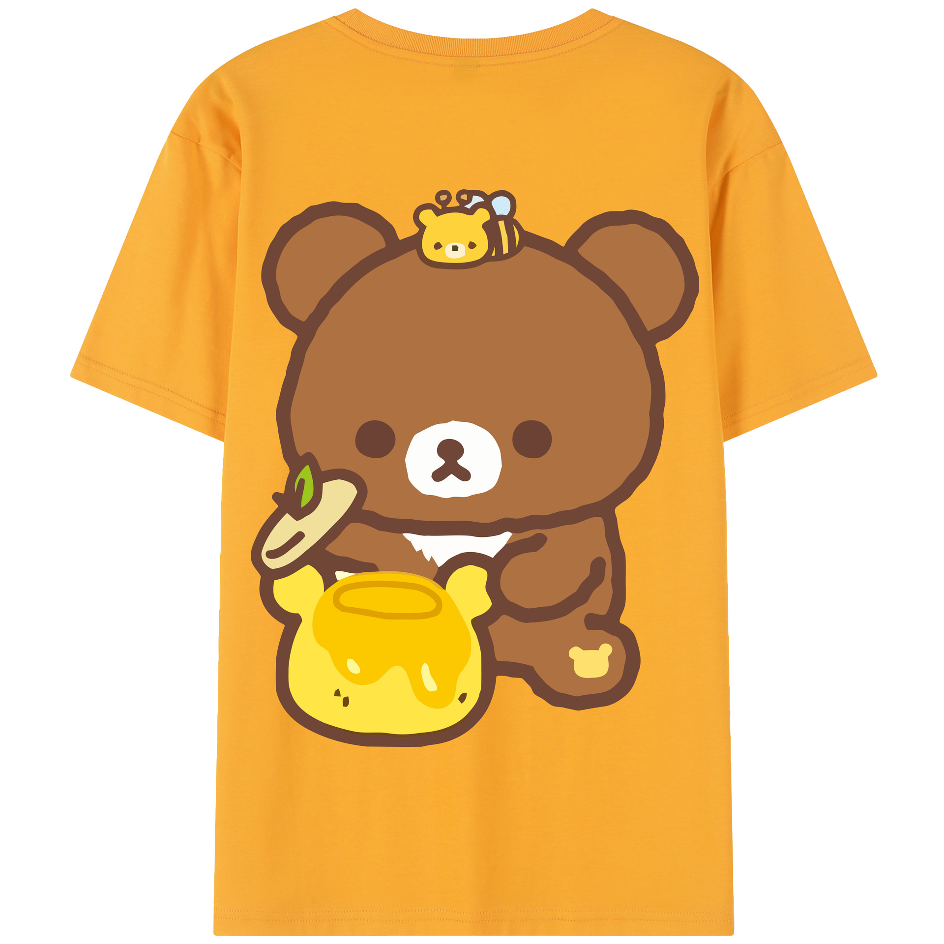 （画像用） リラックマ リラックマ キイロイトリ Rilakkuma Korilakkuma Kiiroitori 綿100％半袖Tシャツ（背面プリント）