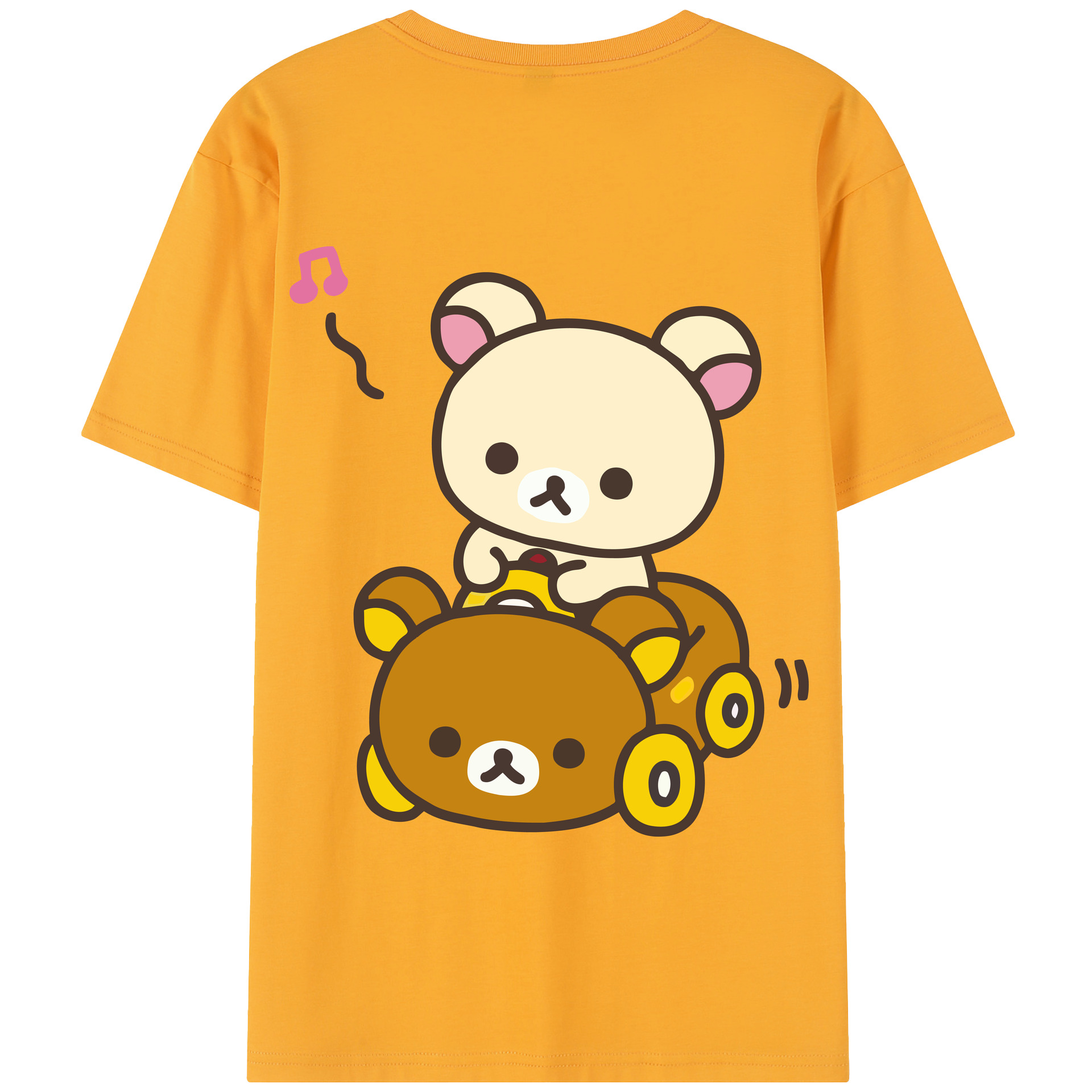 （画像用） リラックマ リラックマ キイロイトリ Rilakkuma Korilakkuma Kiiroitori 綿100％半袖Tシャツ（背面プリント）