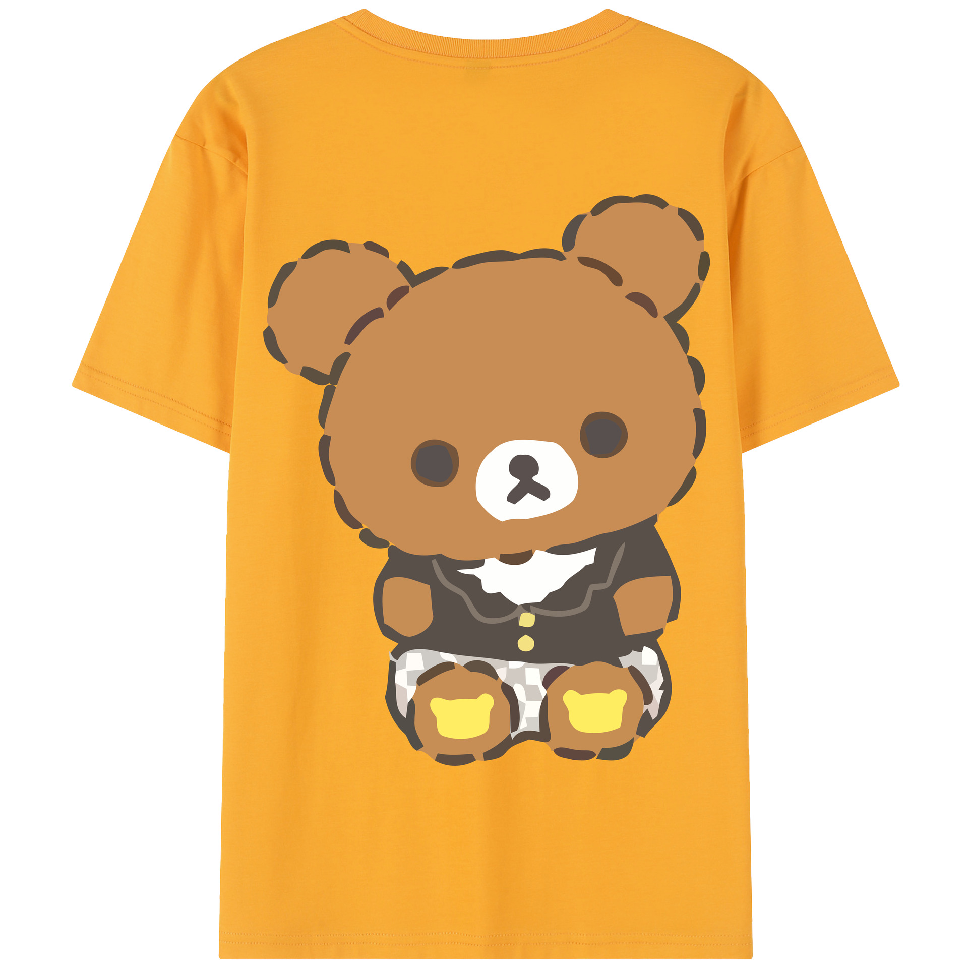 （画像用） リラックマ リラックマ キイロイトリ Rilakkuma Korilakkuma Kiiroitori 綿100％半袖Tシャツ（背面プリント）