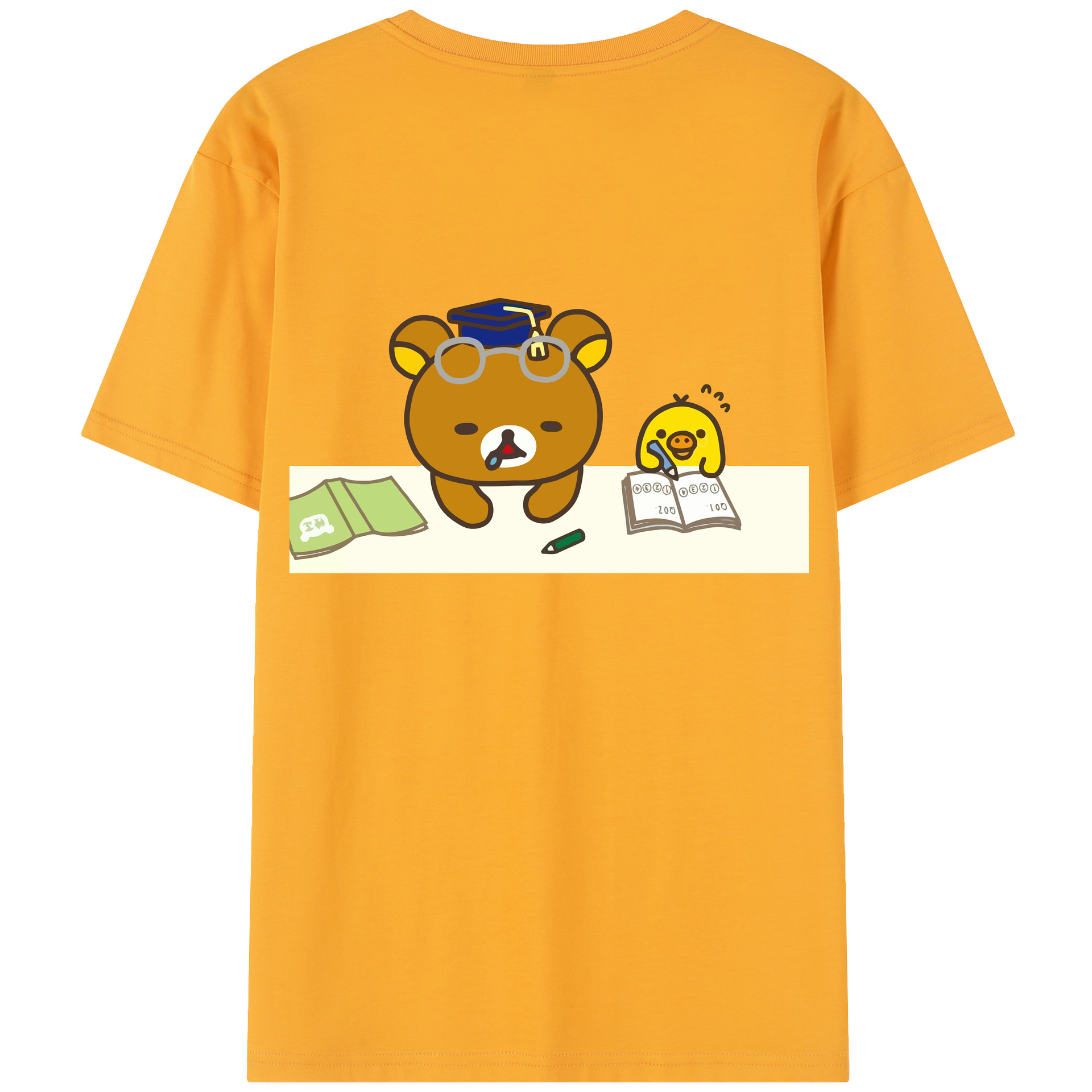 （画像用） リラックマ リラックマ キイロイトリ Rilakkuma Korilakkuma Kiiroitori 綿100％半袖Tシャツ（背面プリント）